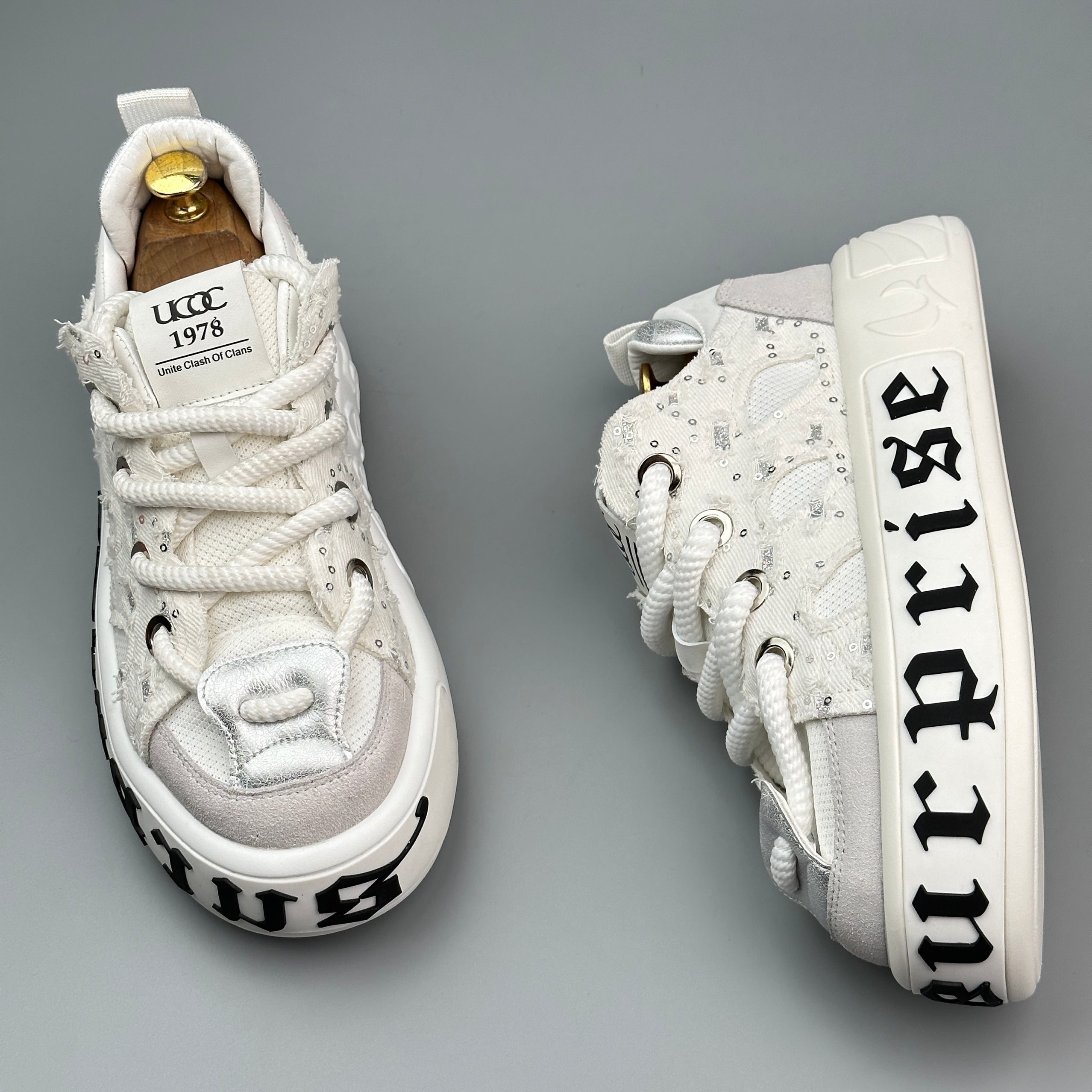 Hybriss SparkDenim White– Denim & Mikrofaserleder Sneakers