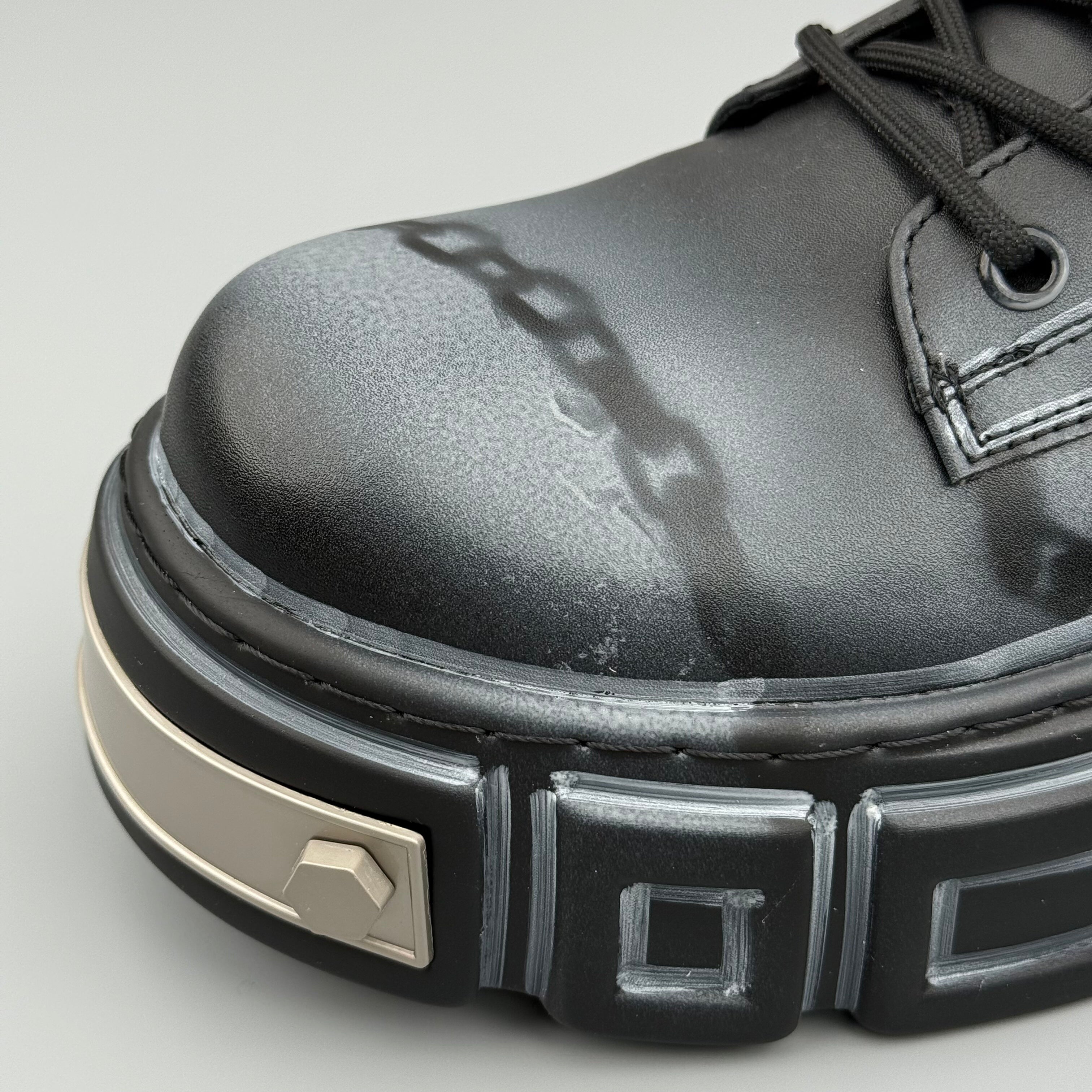 Hybriss Cipher– Martin Boots with Chain and Text Details