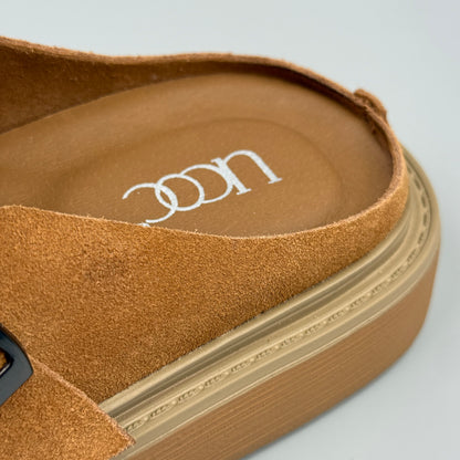 Hybriss Soft-Suede Buckled Platform Mule