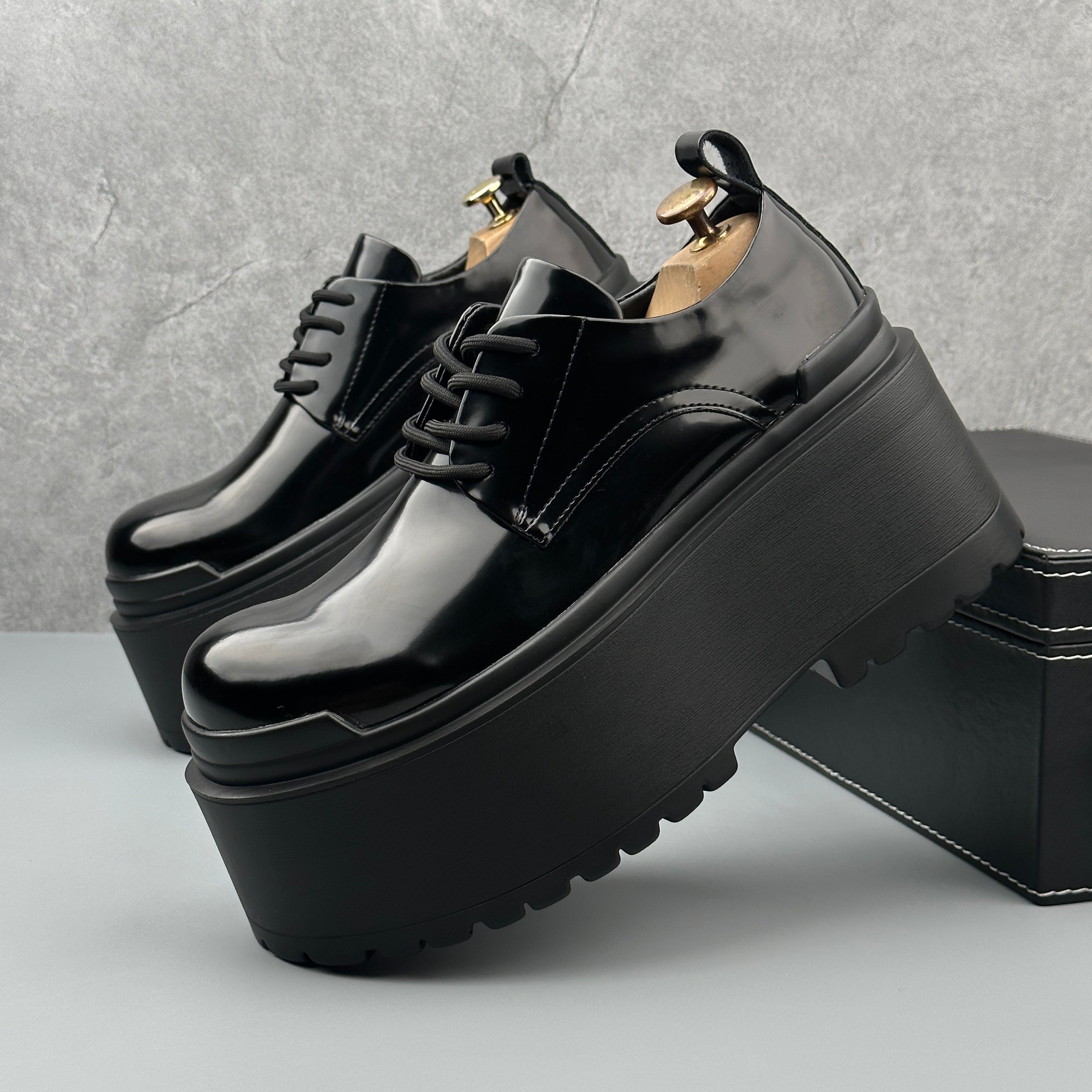 Hybriss Elevate Noir Black– Youth Casual Leather Shoes
