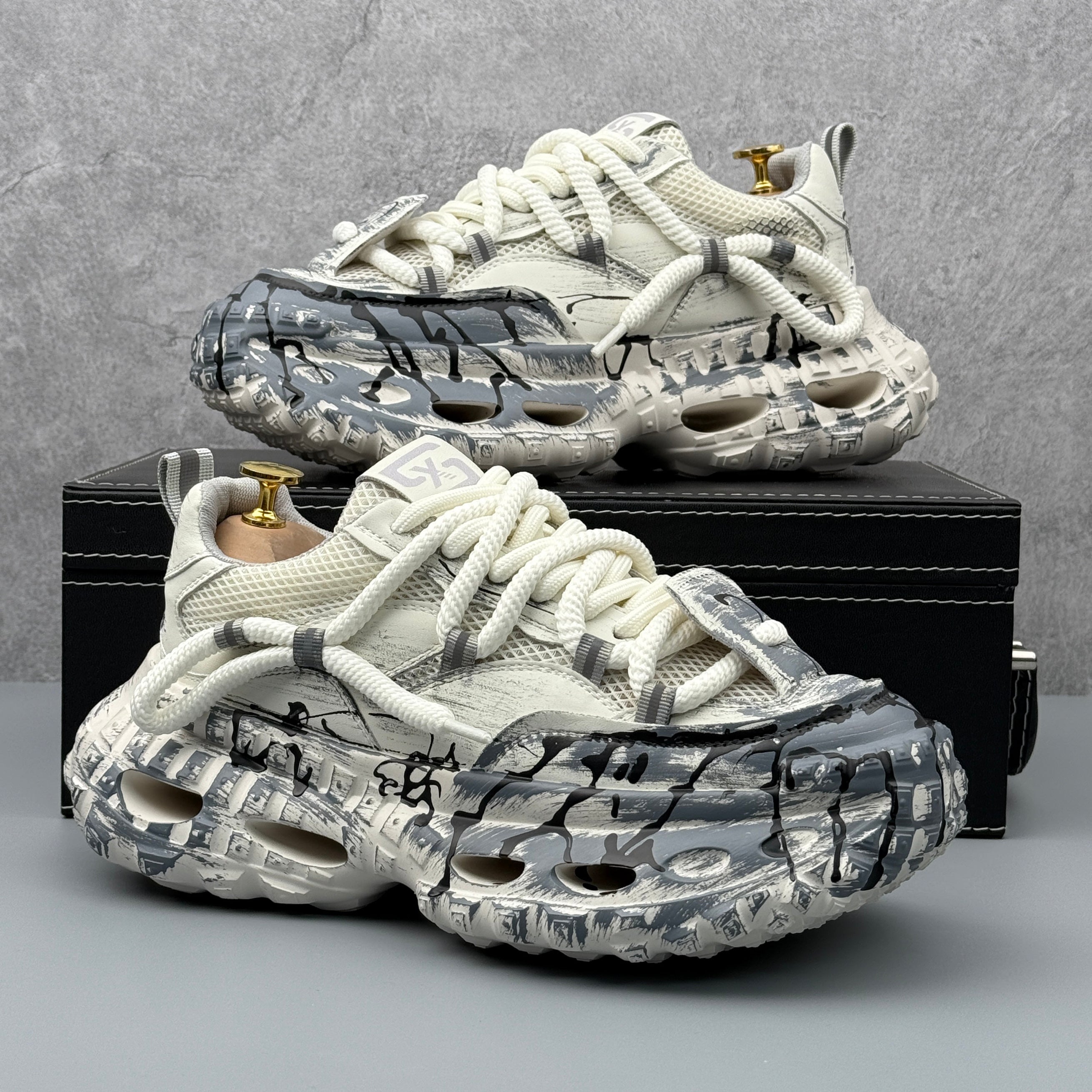 Hybriss ThreadLift White Gray– Men’s Dad Shoes