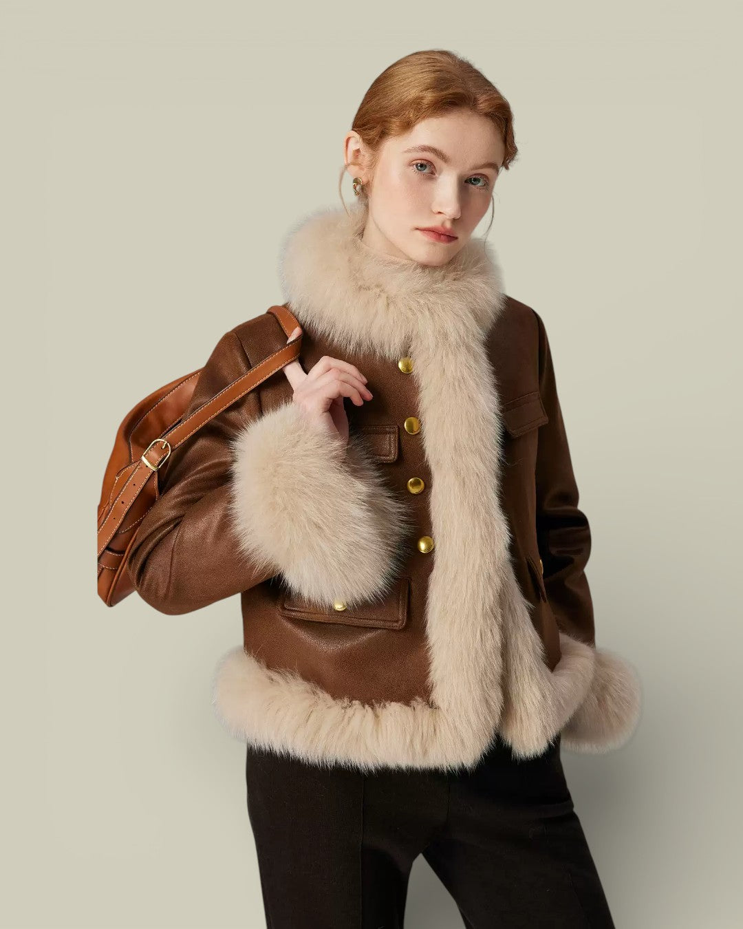 Hybriss "Celeste" Artisan Fox-Trimmed Jacket