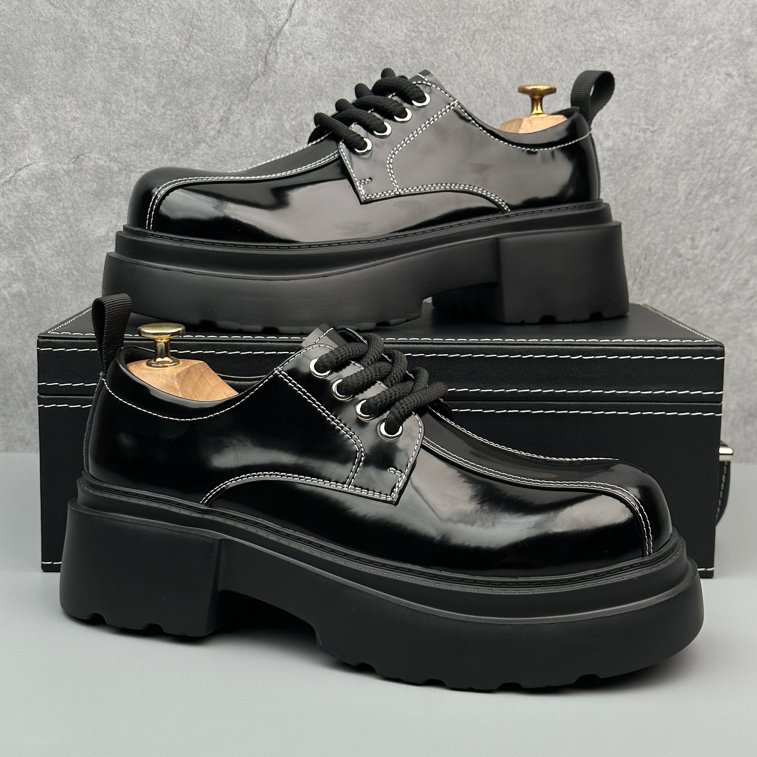 Hybriss Cabuncci Core Black (lace-up style)– Casual Leather Shoes