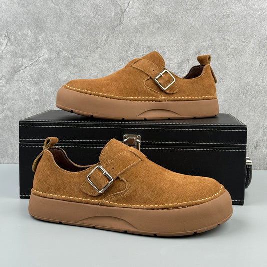 Hybriss Low-Profile Hand-Stitched Suede Mule