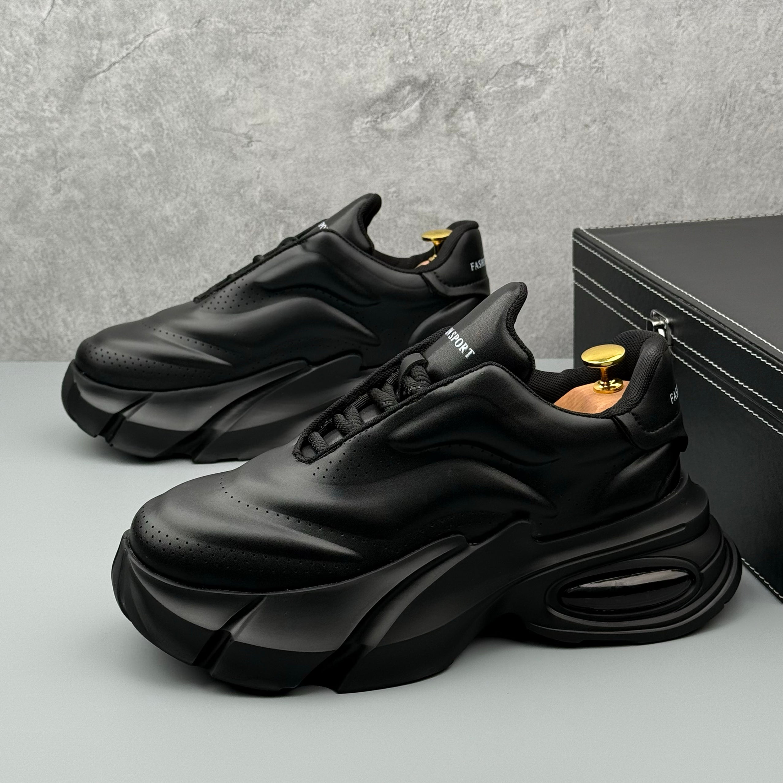 Hybriss MetroMicro Black– Microfiber Sporty Casual Shoes