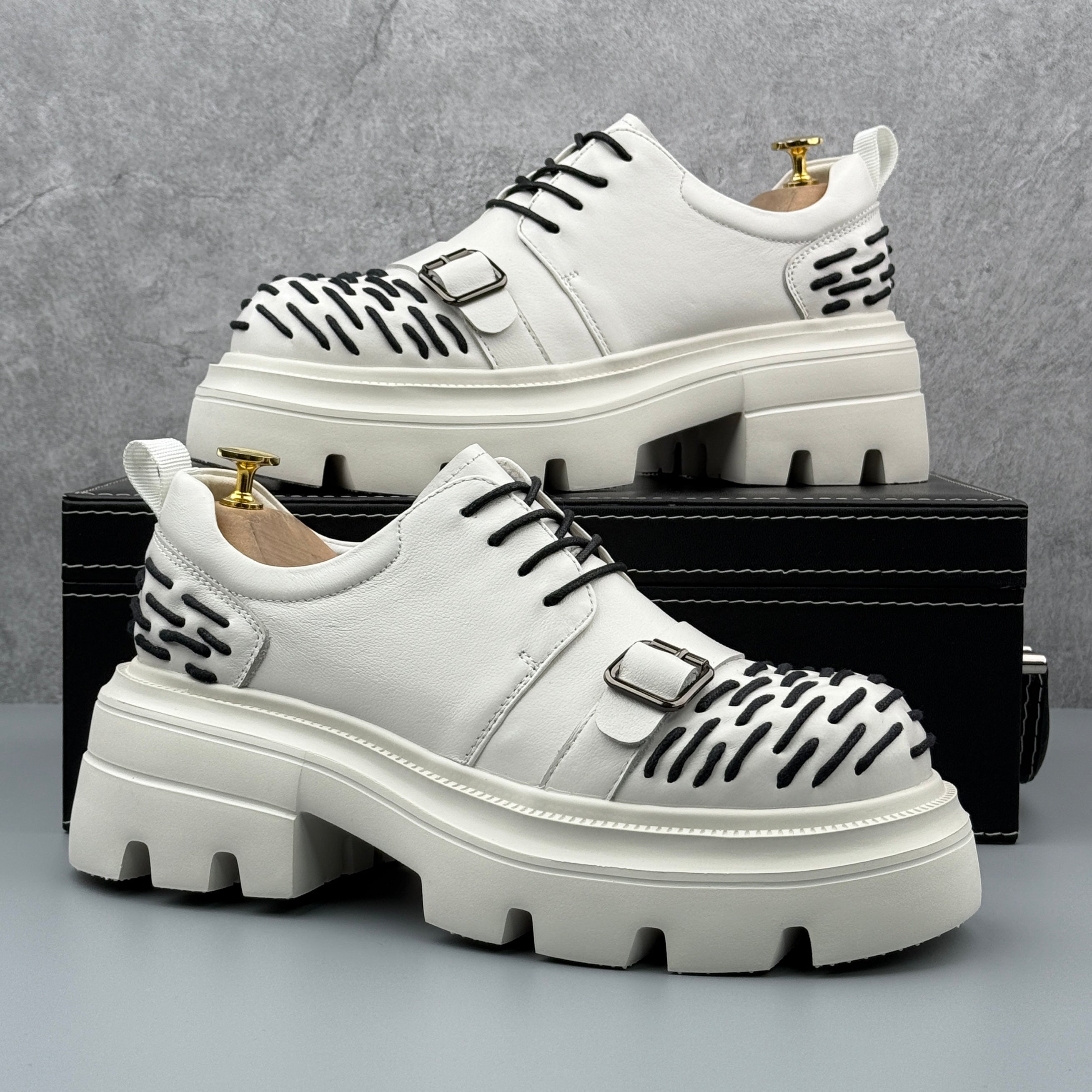 Hybriss Threadline White– Leisure Casual Leather Shoes