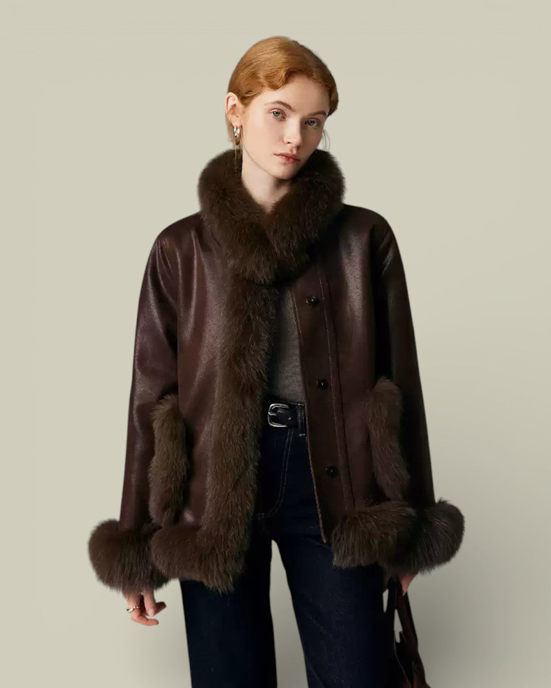 Hybriss "Lyra" Pure-Fox Round Neck Coat