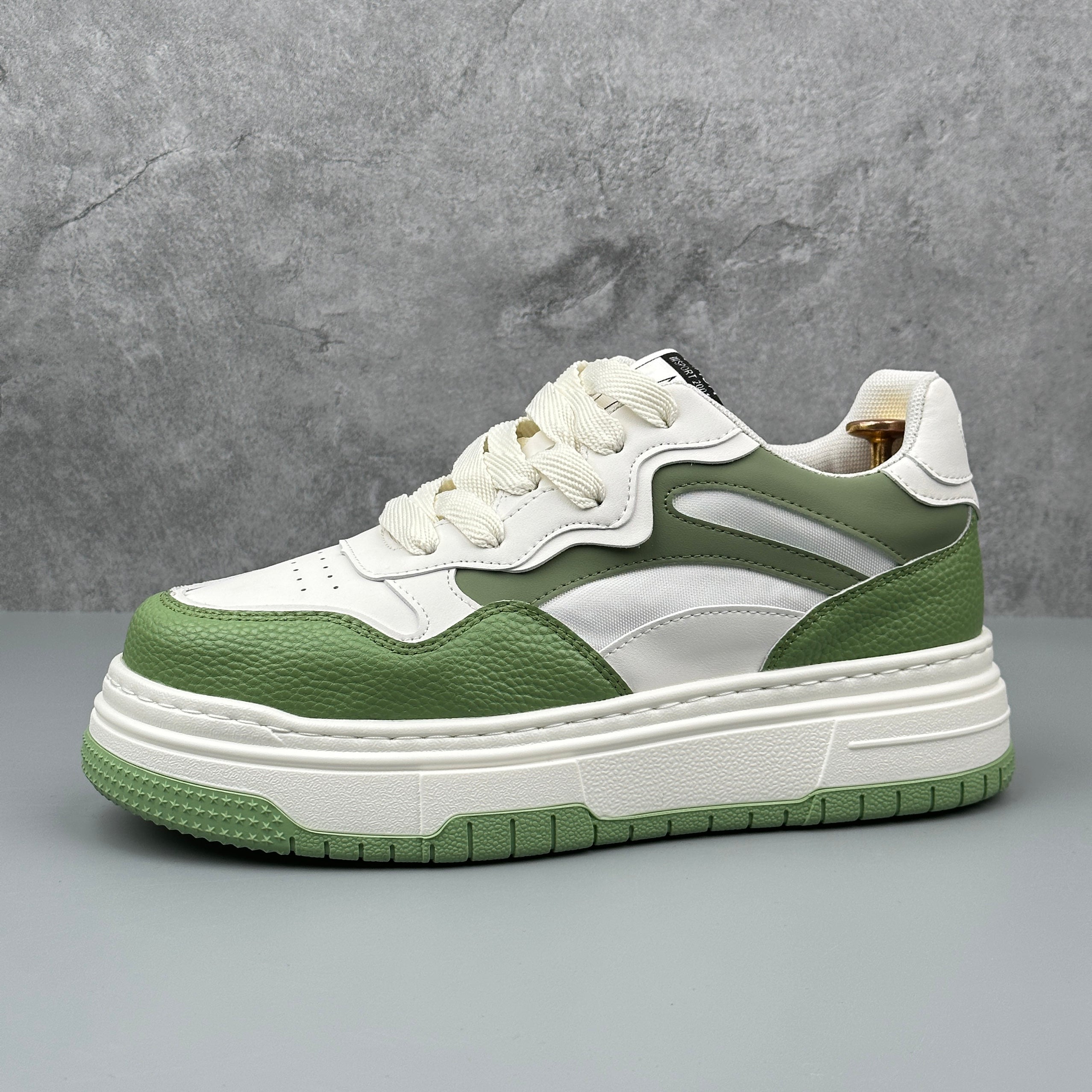Hybriss StitchTrend Green– Mikrofaserleder Sneakers