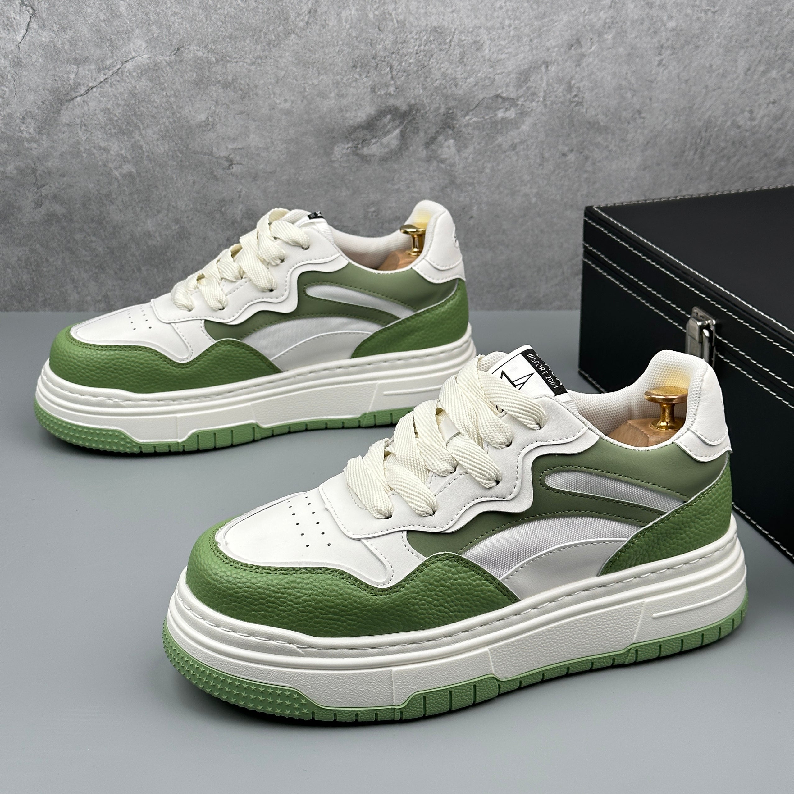 Hybriss StitchTrend Green– Mikrofaserleder Sneakers