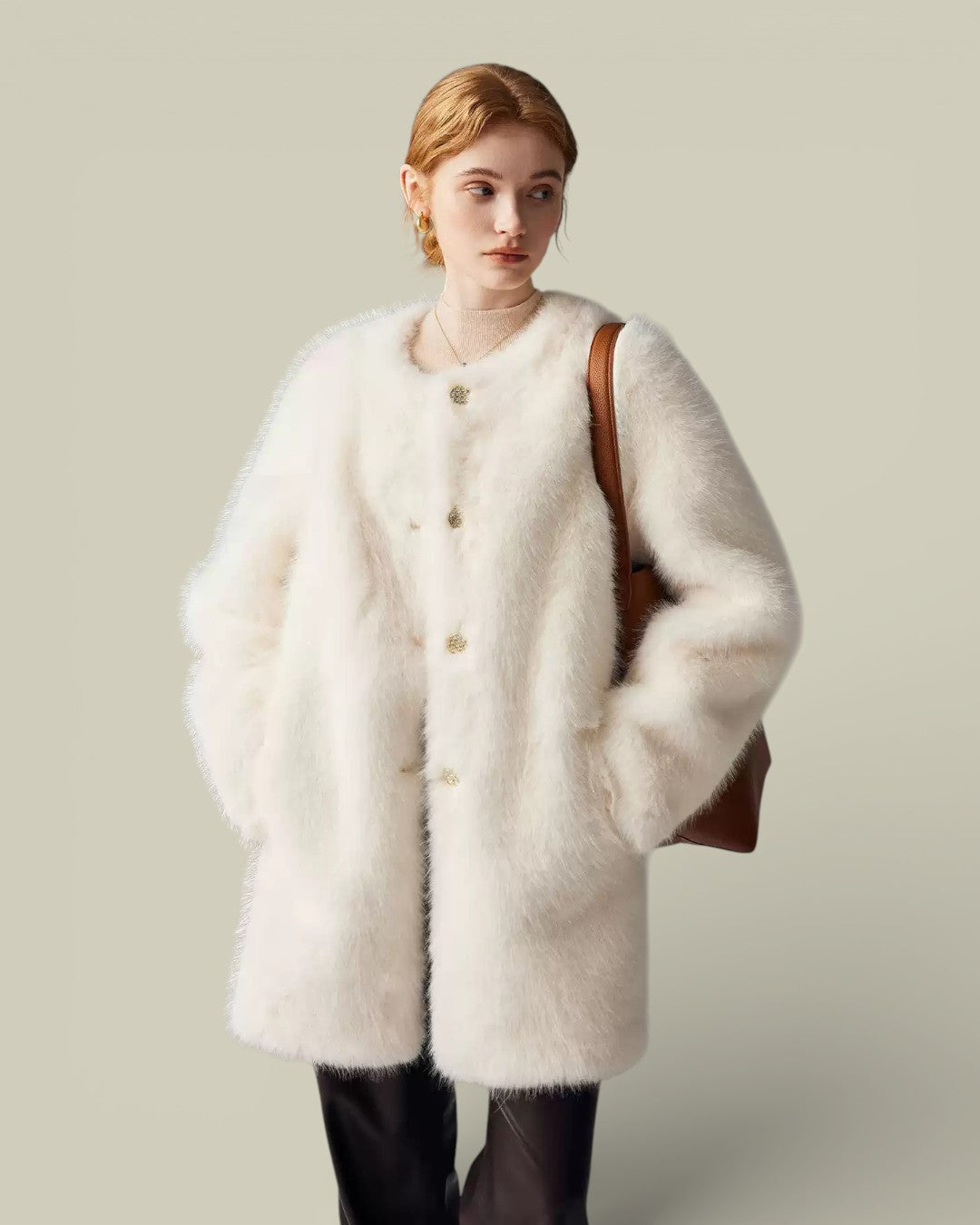 Hybriss "Seraphina" Sculptural Mid-Length Coat