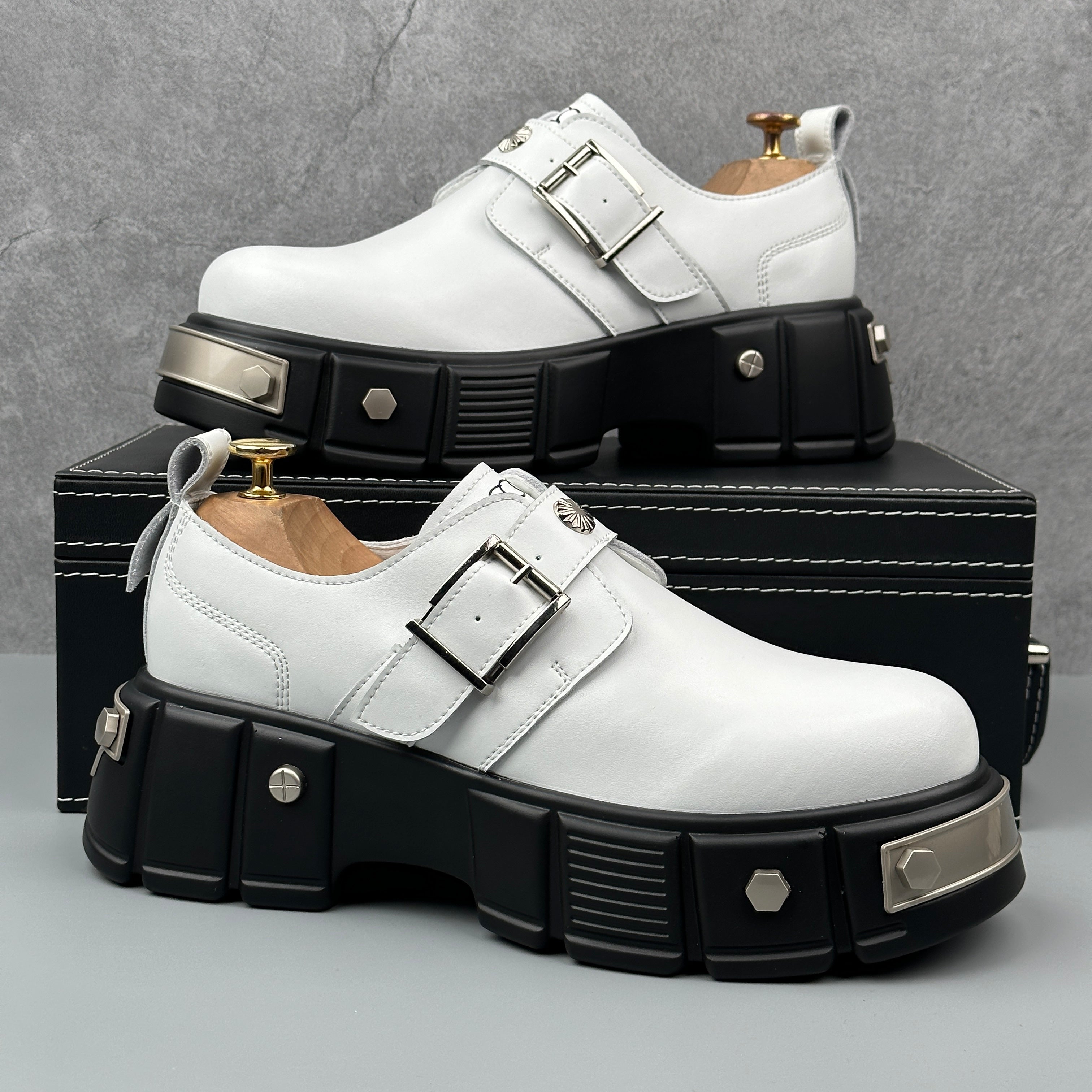 Hybriss Ironstride White– Casual Leather Shoes