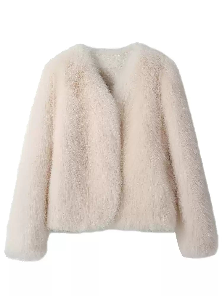 Hybriss "Cloud" Soft-Touch Kunstfell Jacke | Cream White