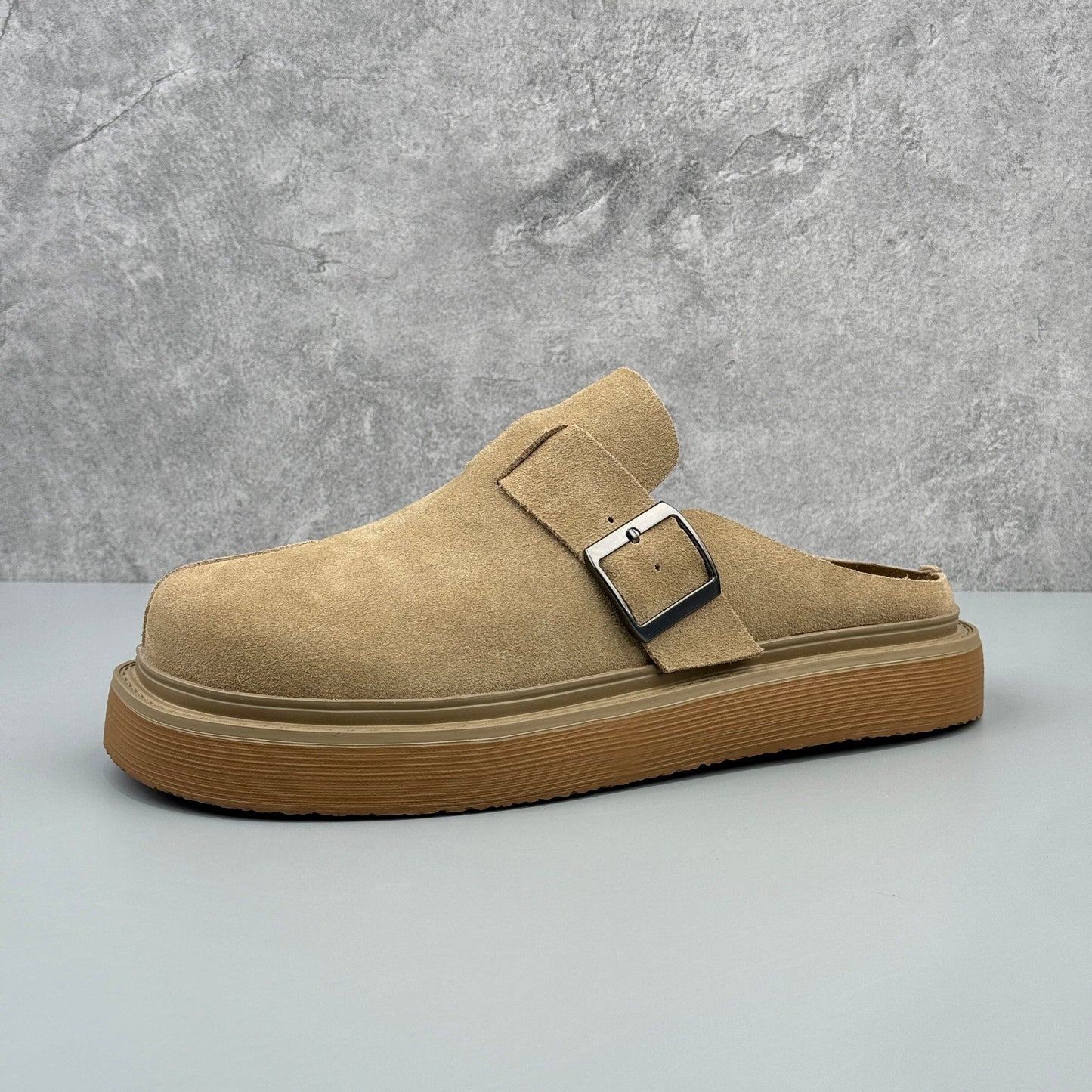 Hybriss Soft-Suede Buckled Platform Mule