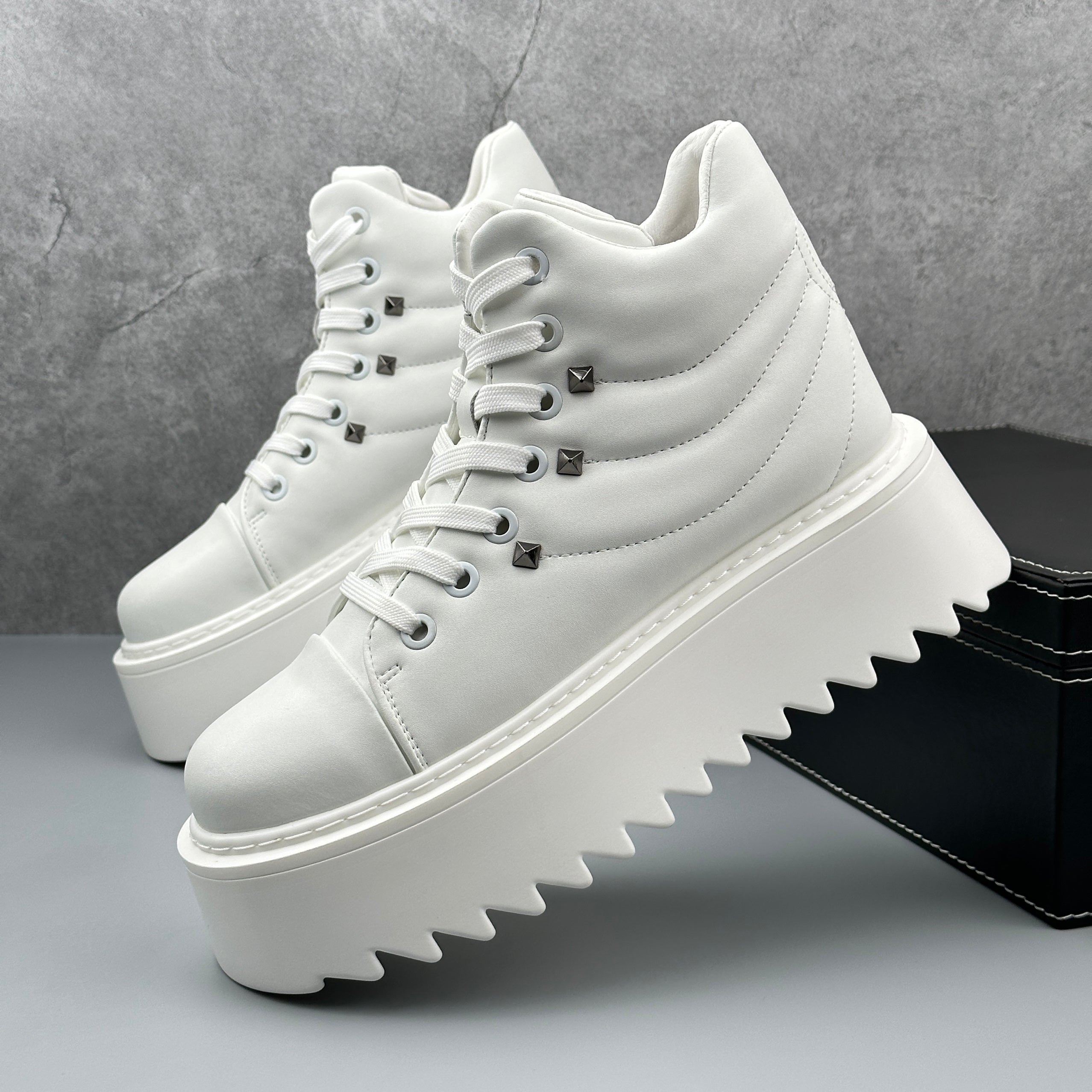 Hybriss Vortex White– Korean Style High-Top Boots