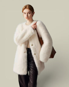 Hybriss "Seraphina" Sculptural Mid-Length Coat