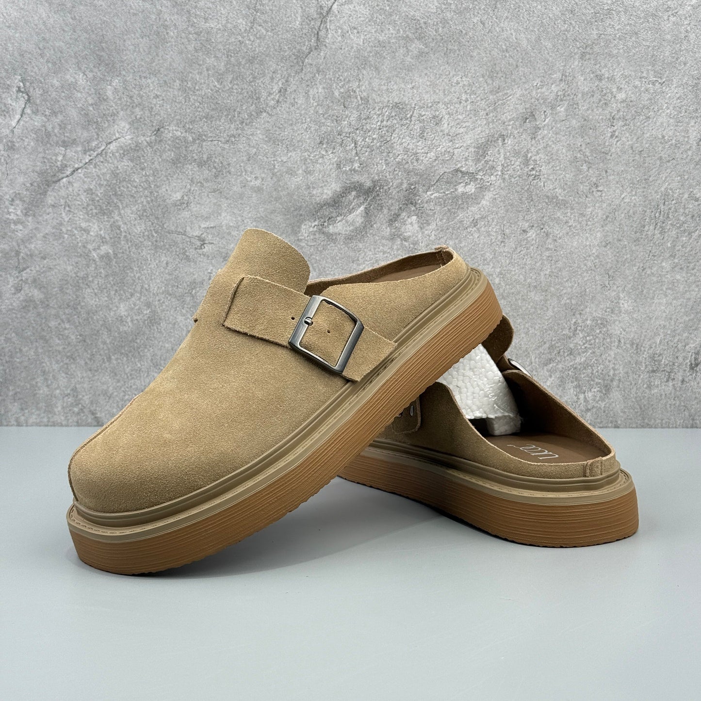 Hybriss Soft-Suede Buckled Platform Mule