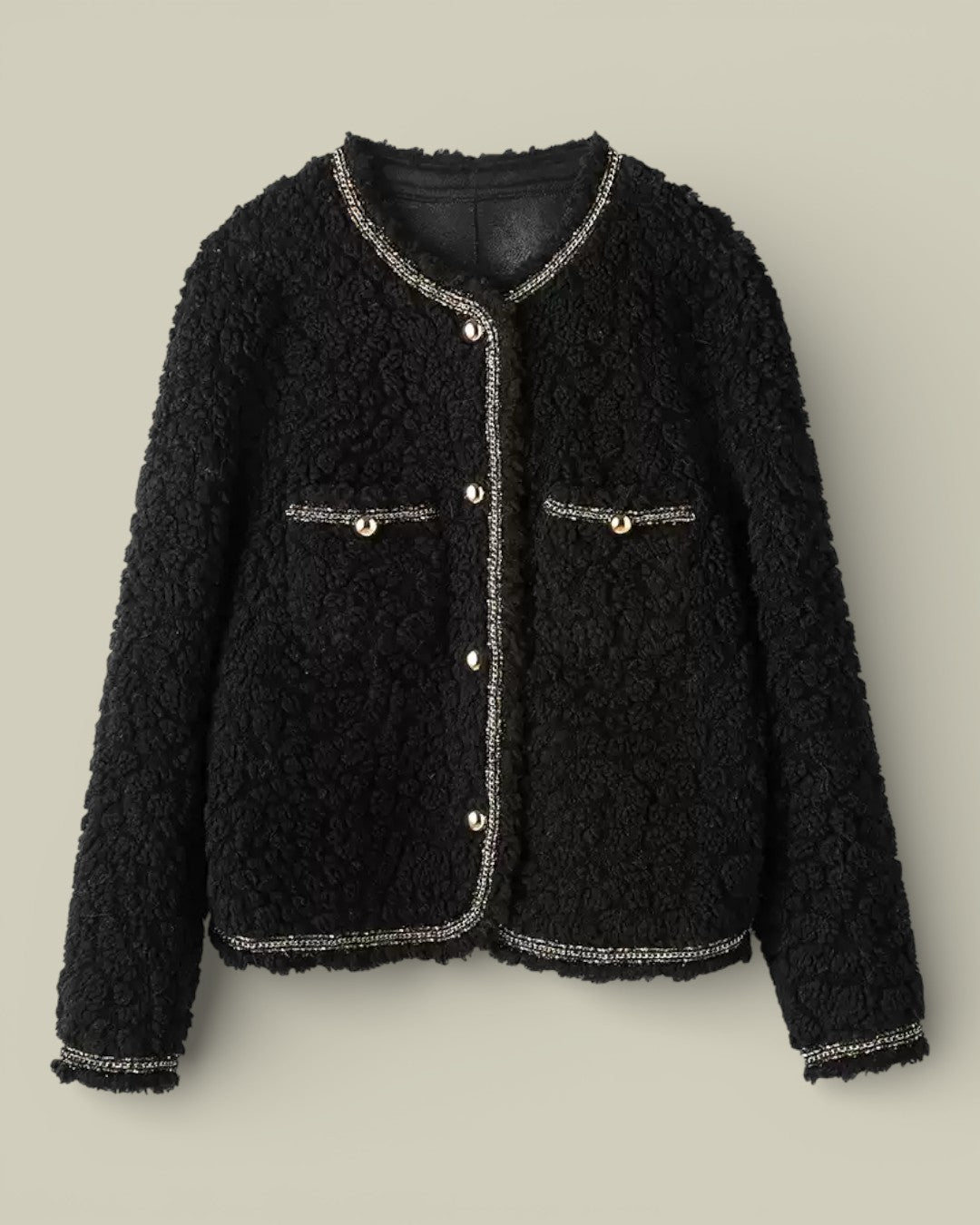 Hybriss "Noire" Textured Wool Parisian Jacket