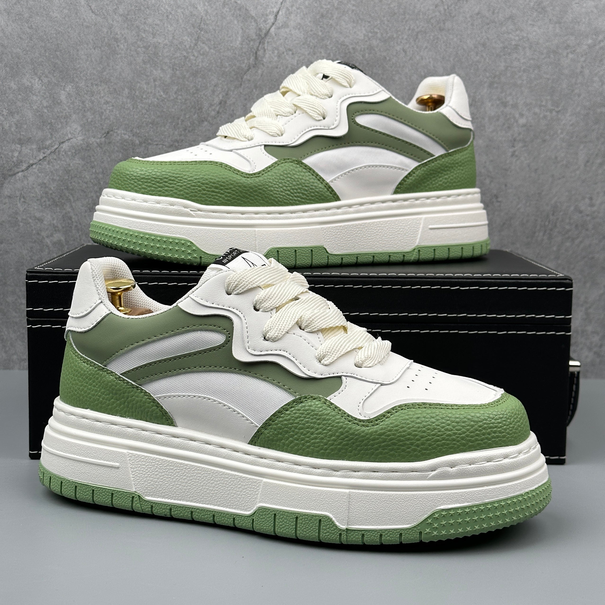 Hybriss StitchTrend Green– Mikrofaserleder Sneakers