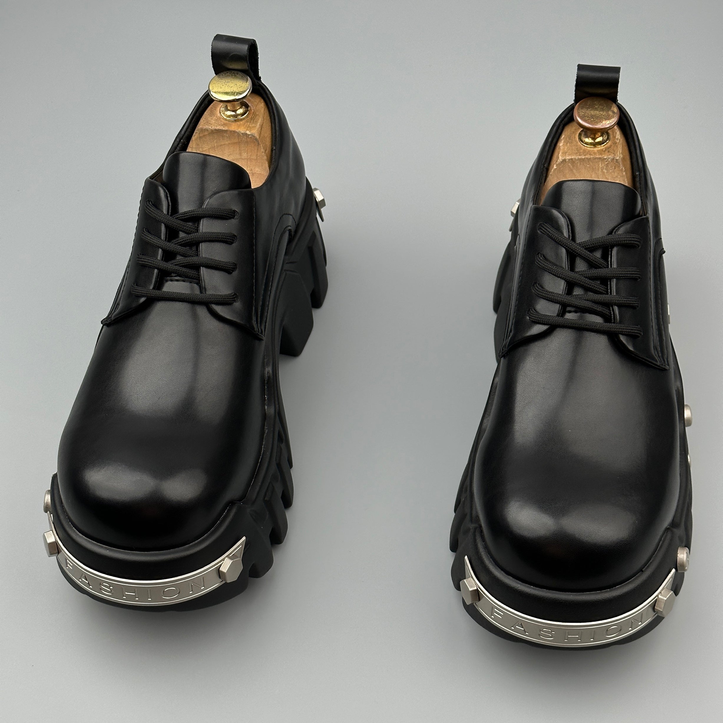 Hybriss Punkforge Black– Punk Casual Leather Shoes