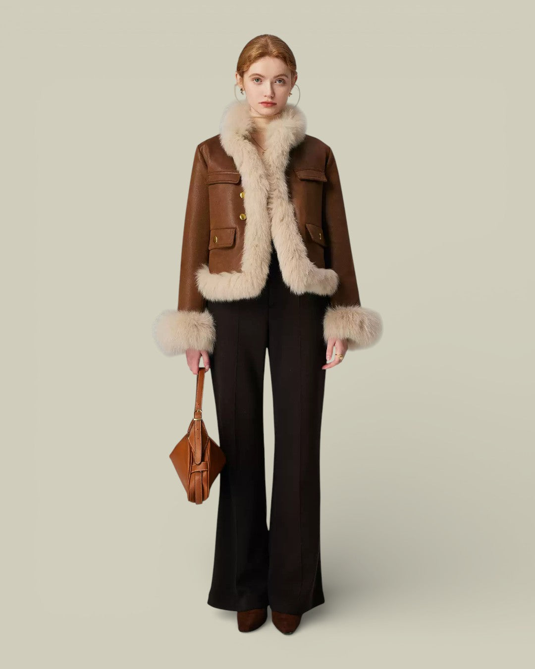 Hybriss "Celeste" Artisan Fox-Trimmed Jacket