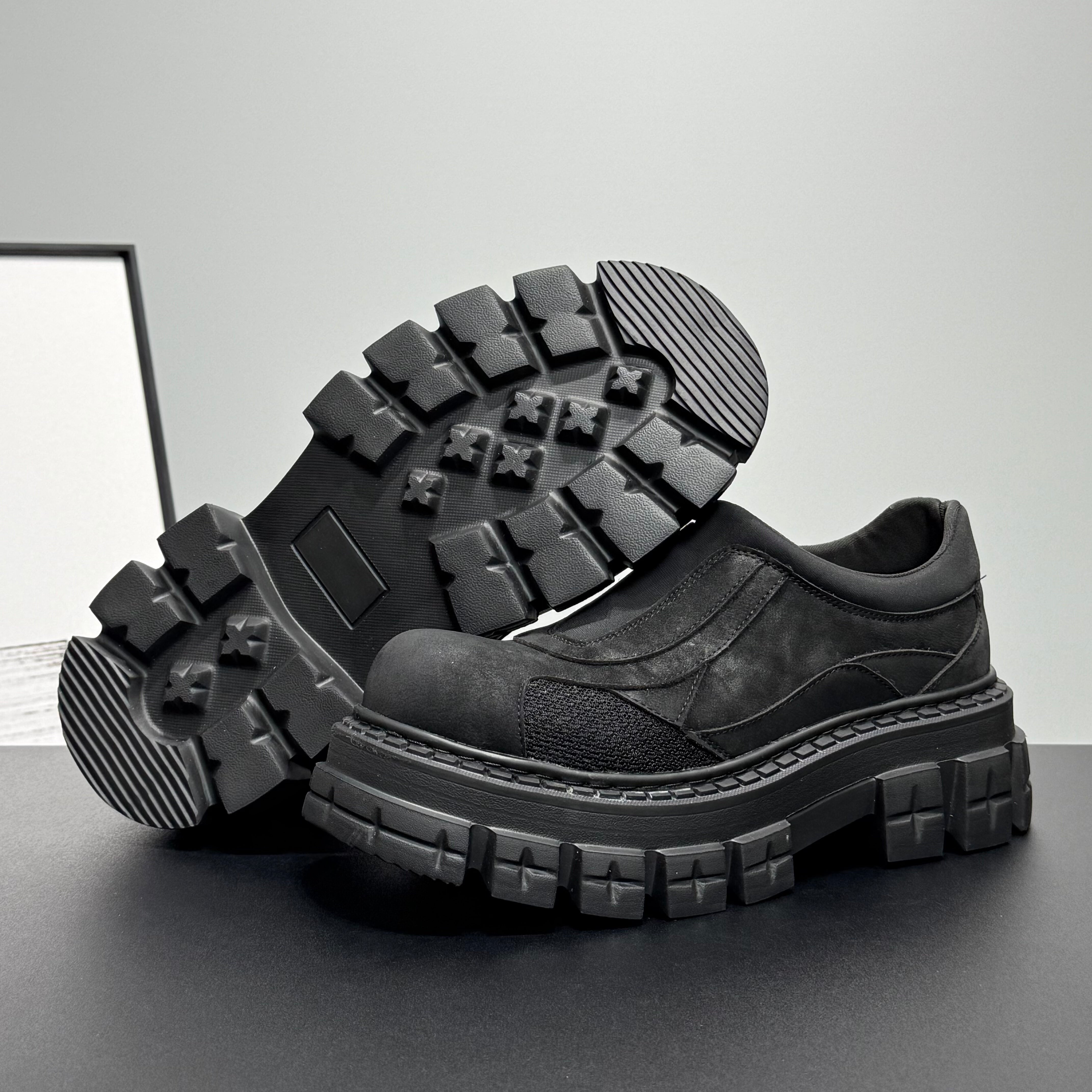 Hybriss Vertex Black– Youth Casual Leather Shoes