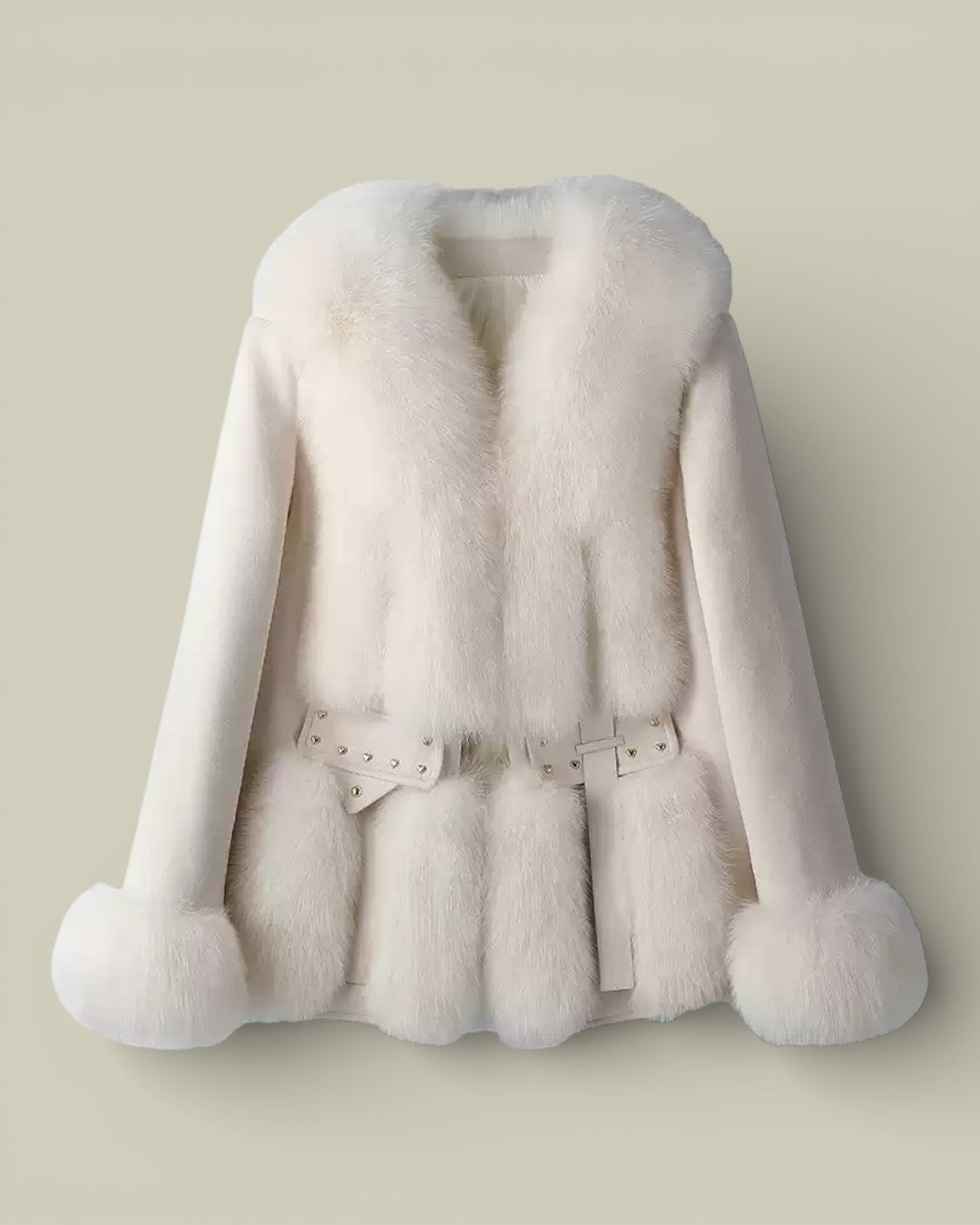 Hybriss "Iris" Sculpted Whole-Leather Fox Coat