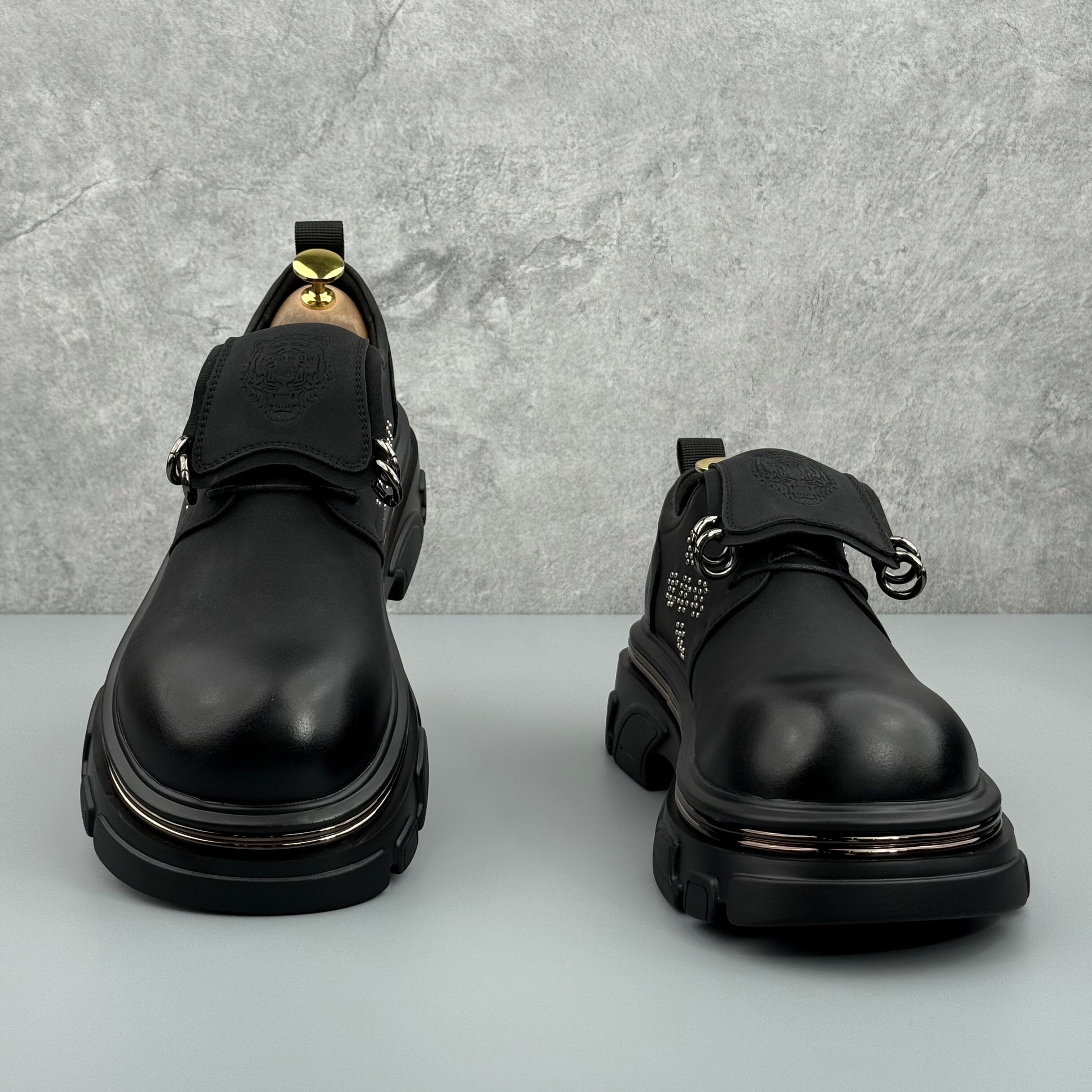 Hybriss Stitched Edge Black– Youth Casual Leather Shoes