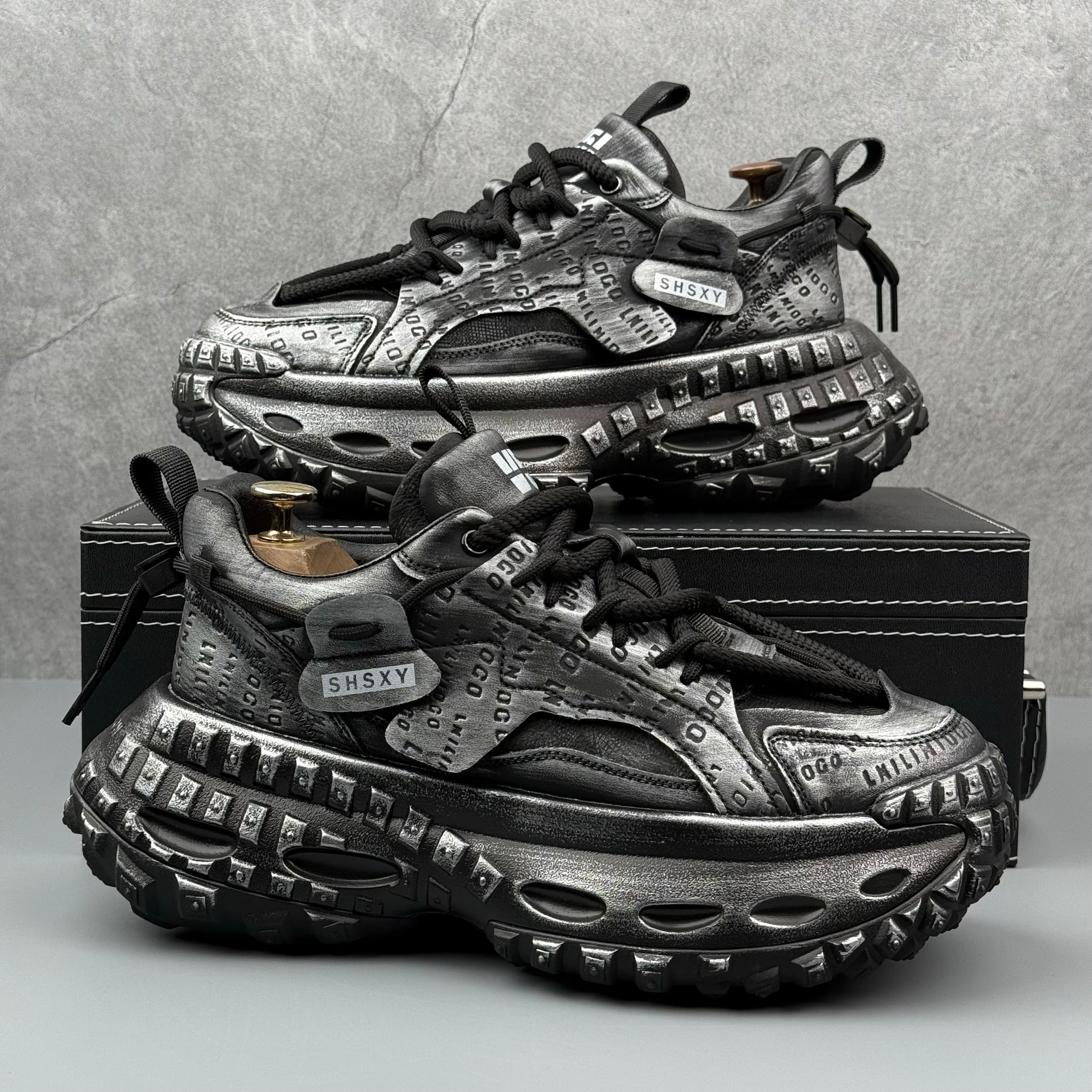 Hybriss OldWeave Black– Retro Dad Shoes