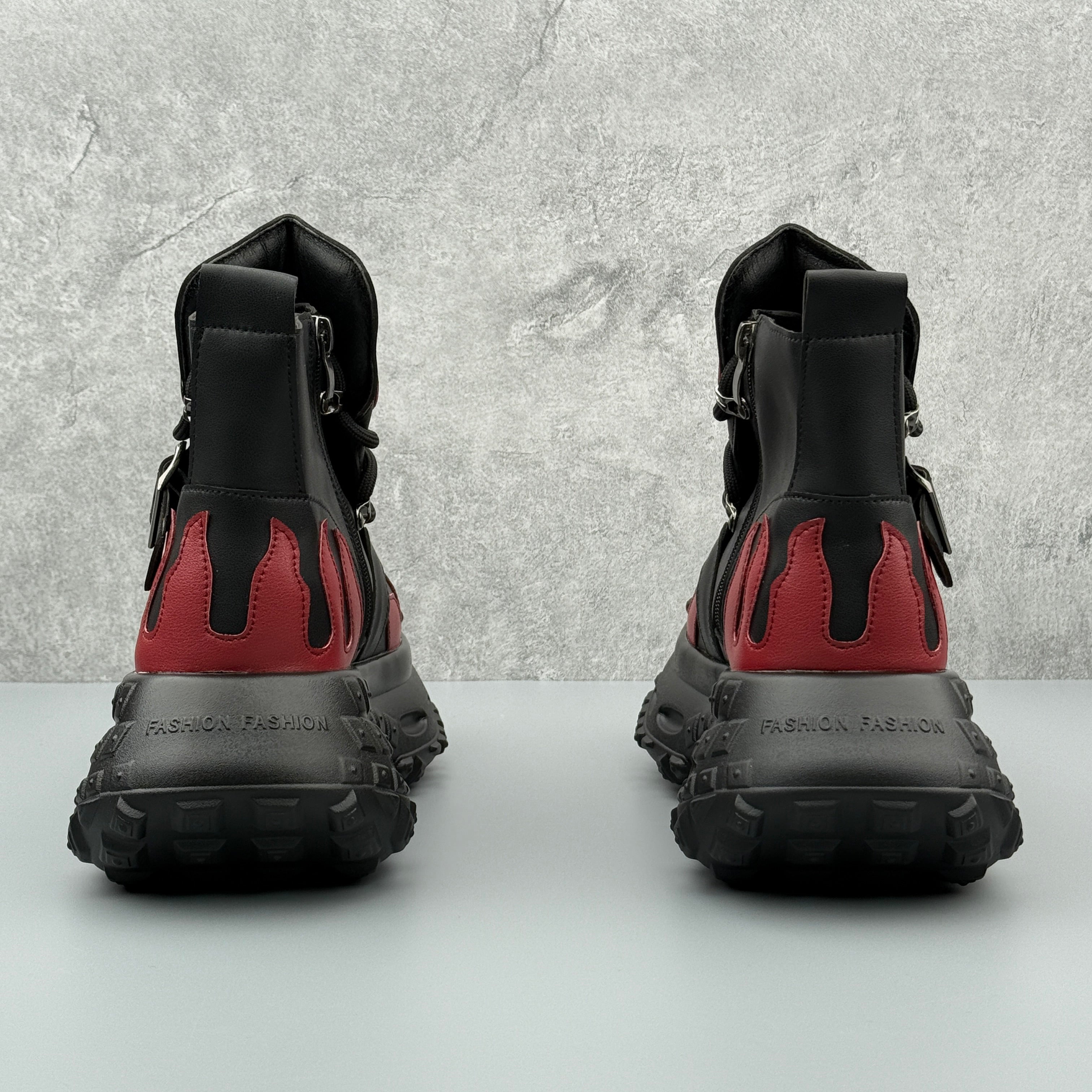 Hybriss Apex Black Red– Casual High-Top Leather Shoes