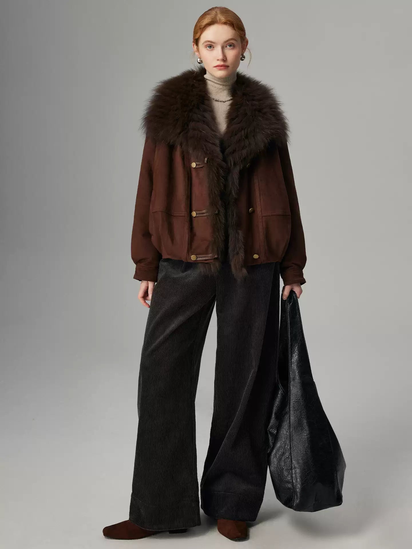 Hybriss "The Velvet Winter" Signature Daunenjacke mit echtem Fuchspelz | Mocha Brown