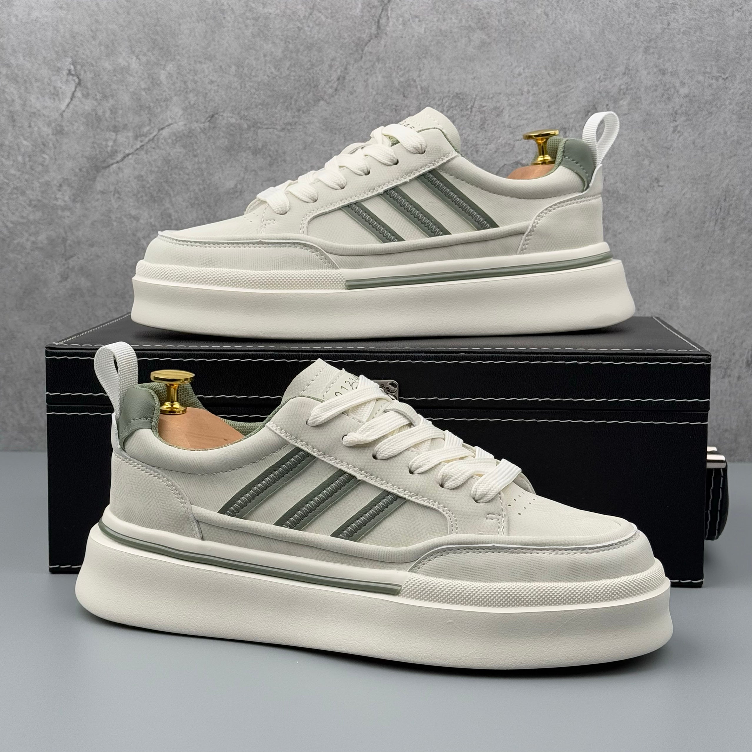 Hybriss BeigeCore Gray– Stoff & PU Sneakers