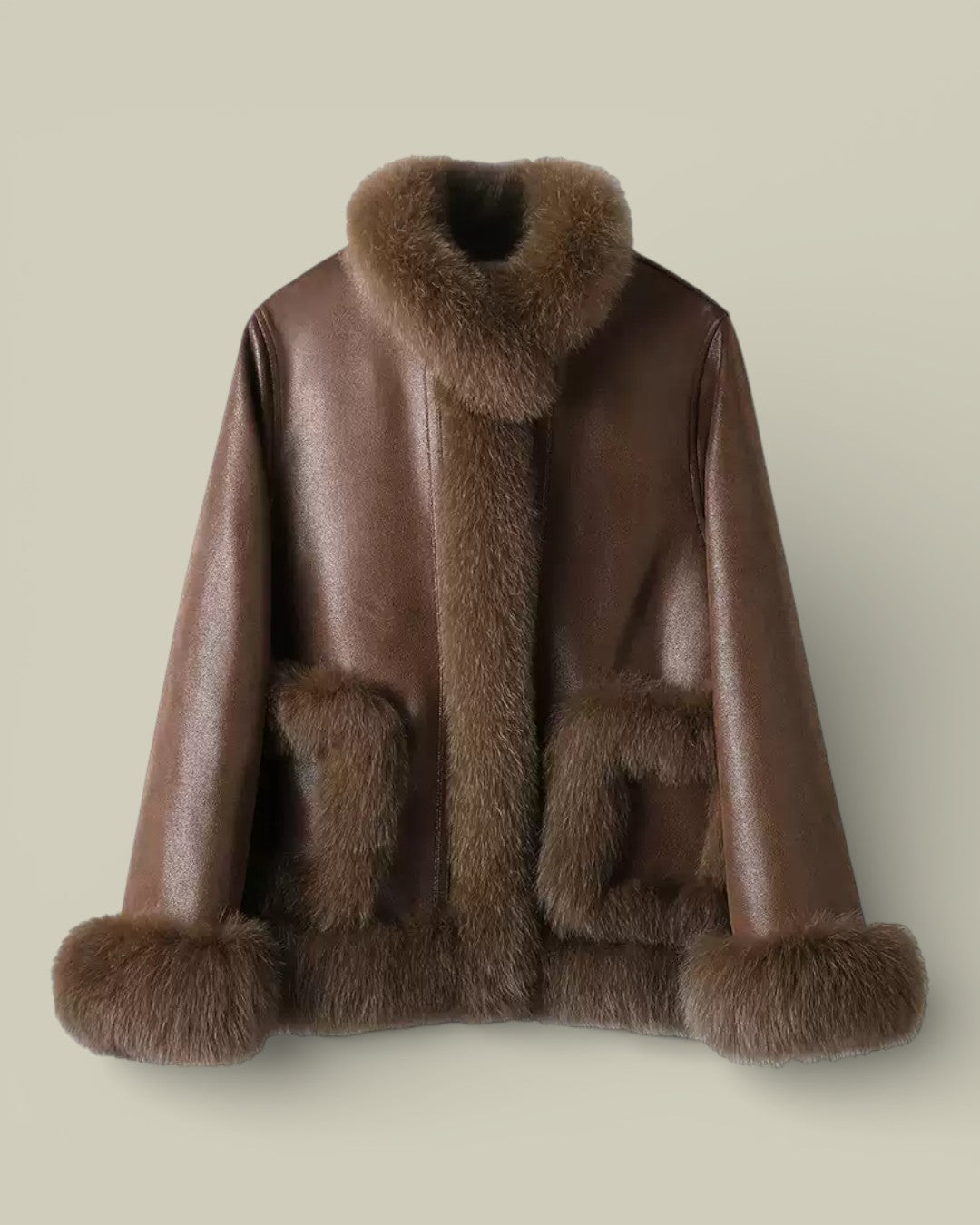 Hybriss "Lyra" Pure-Fox Round Neck Coat