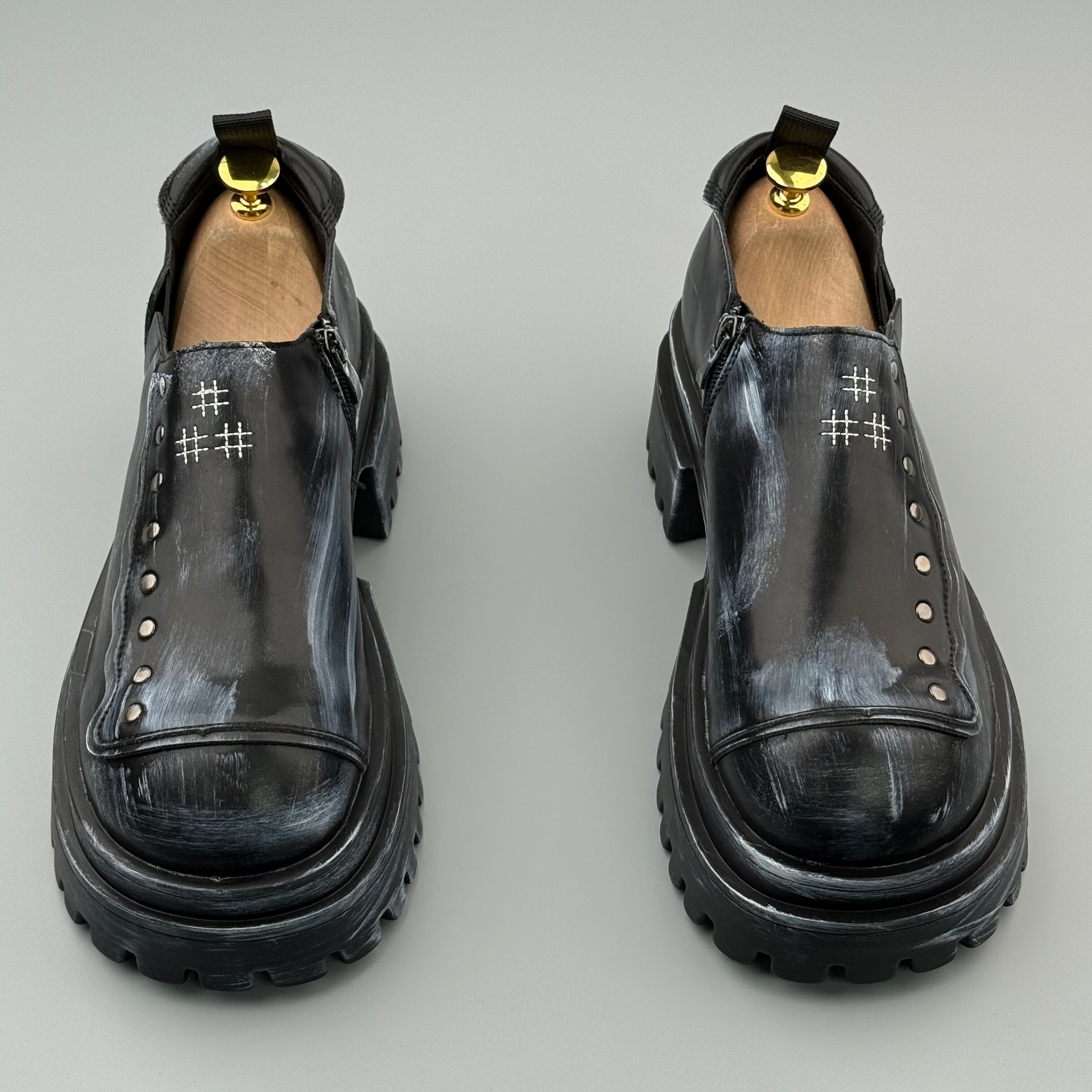 Hybriss Flux Black White– Youth Casual Leather Shoes