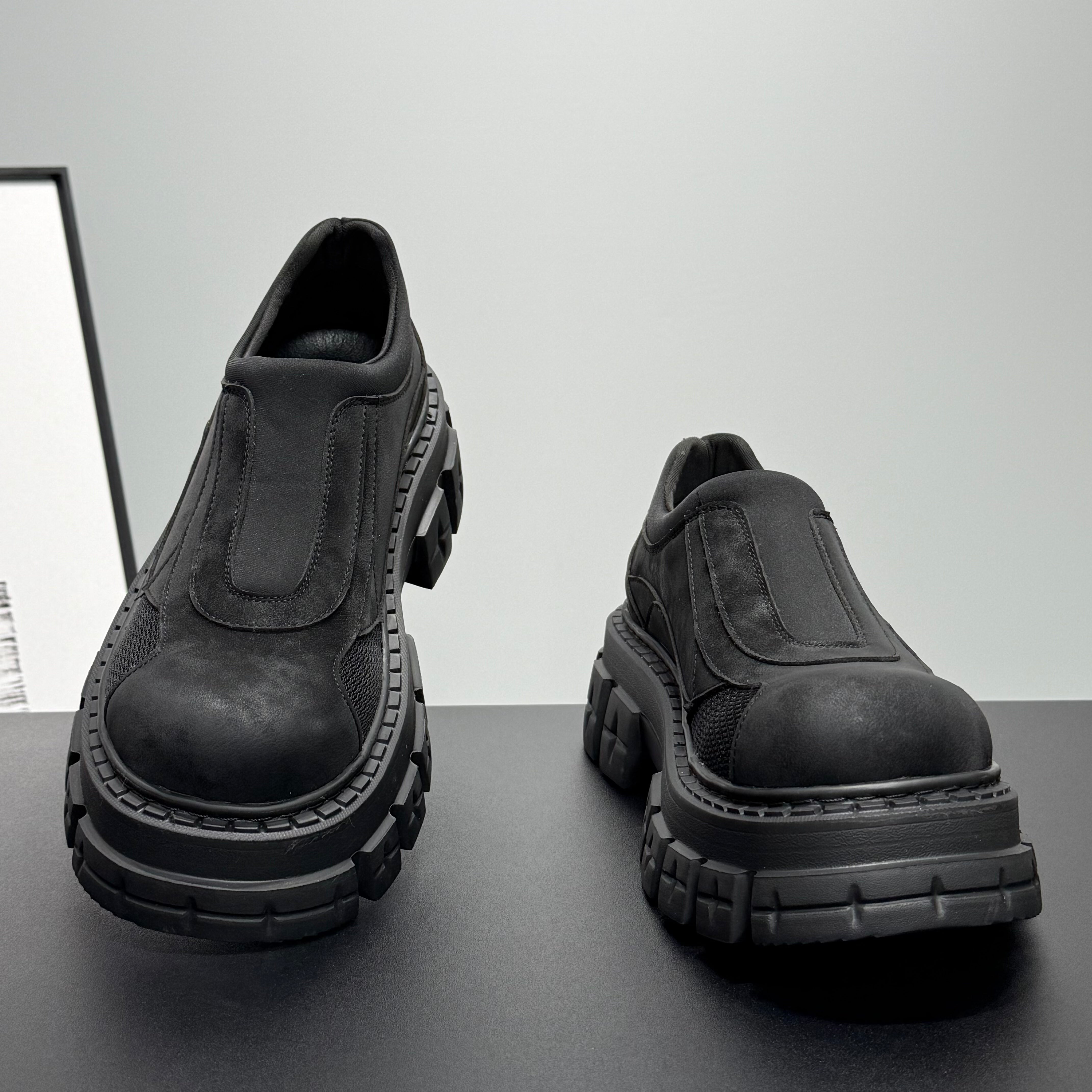 Hybriss Vertex Black– Youth Casual Leather Shoes