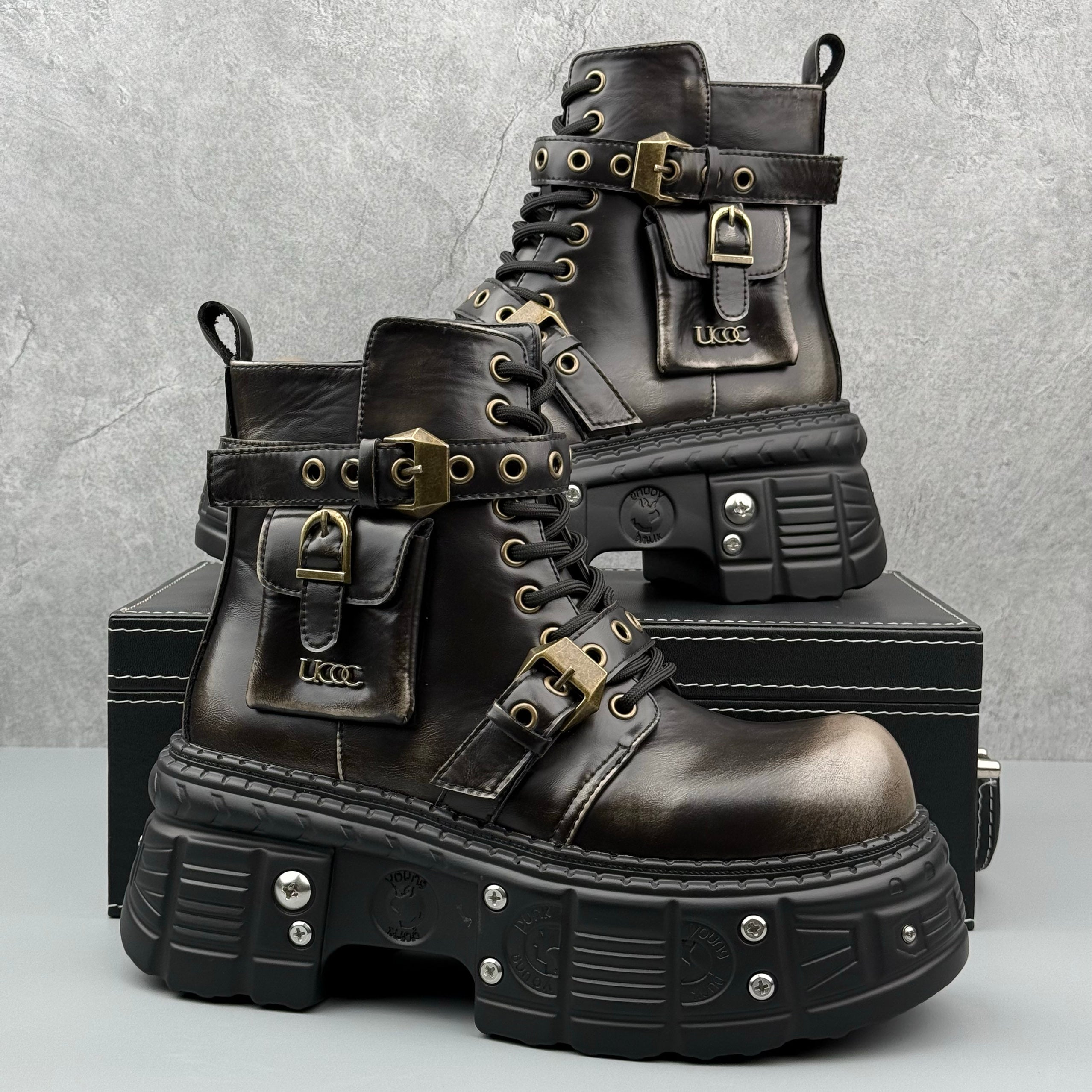 Hybriss Rebellion Argent– Punk Martin Boots