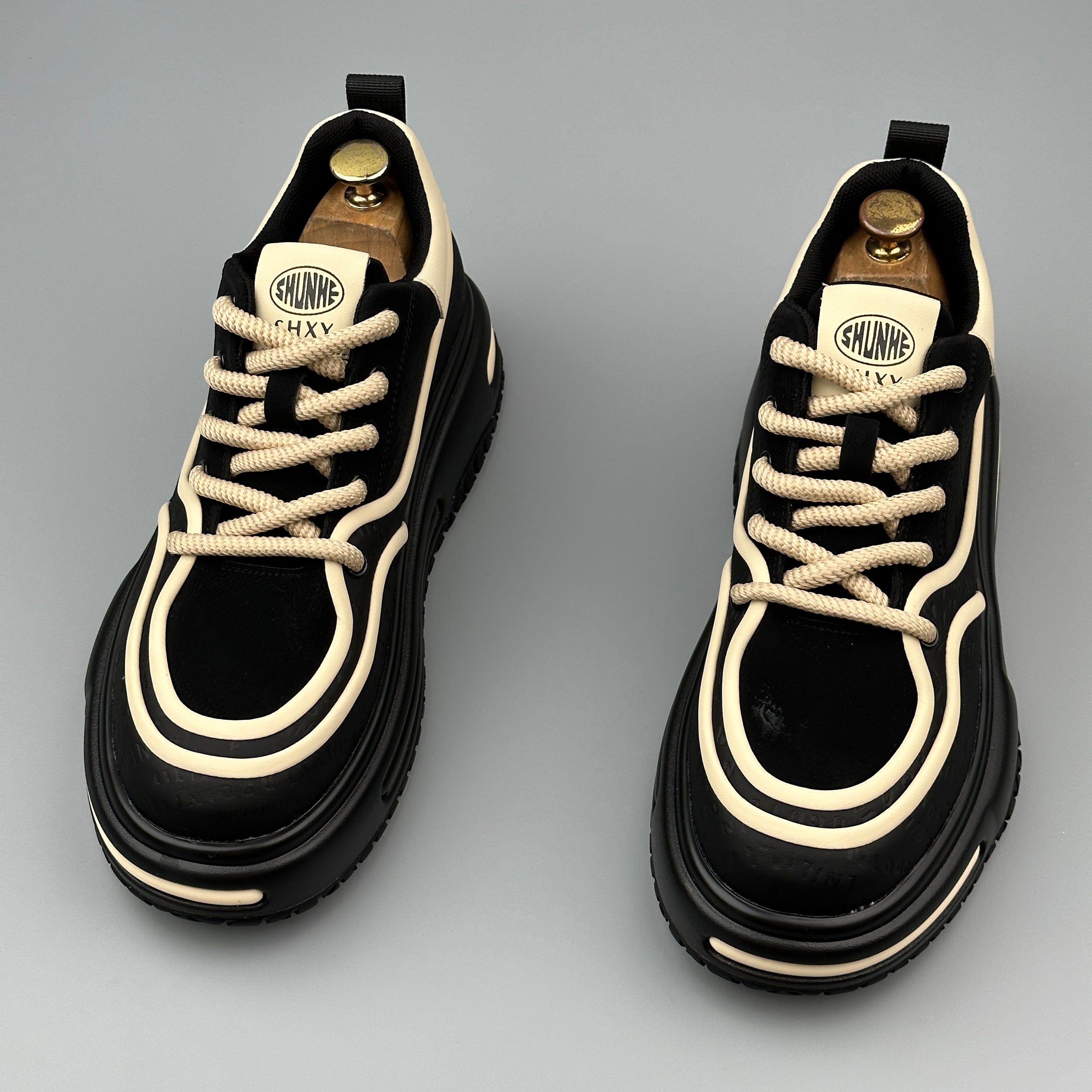 Hybriss LightTrend Black– PU & Mikrofaserleder Sneakers