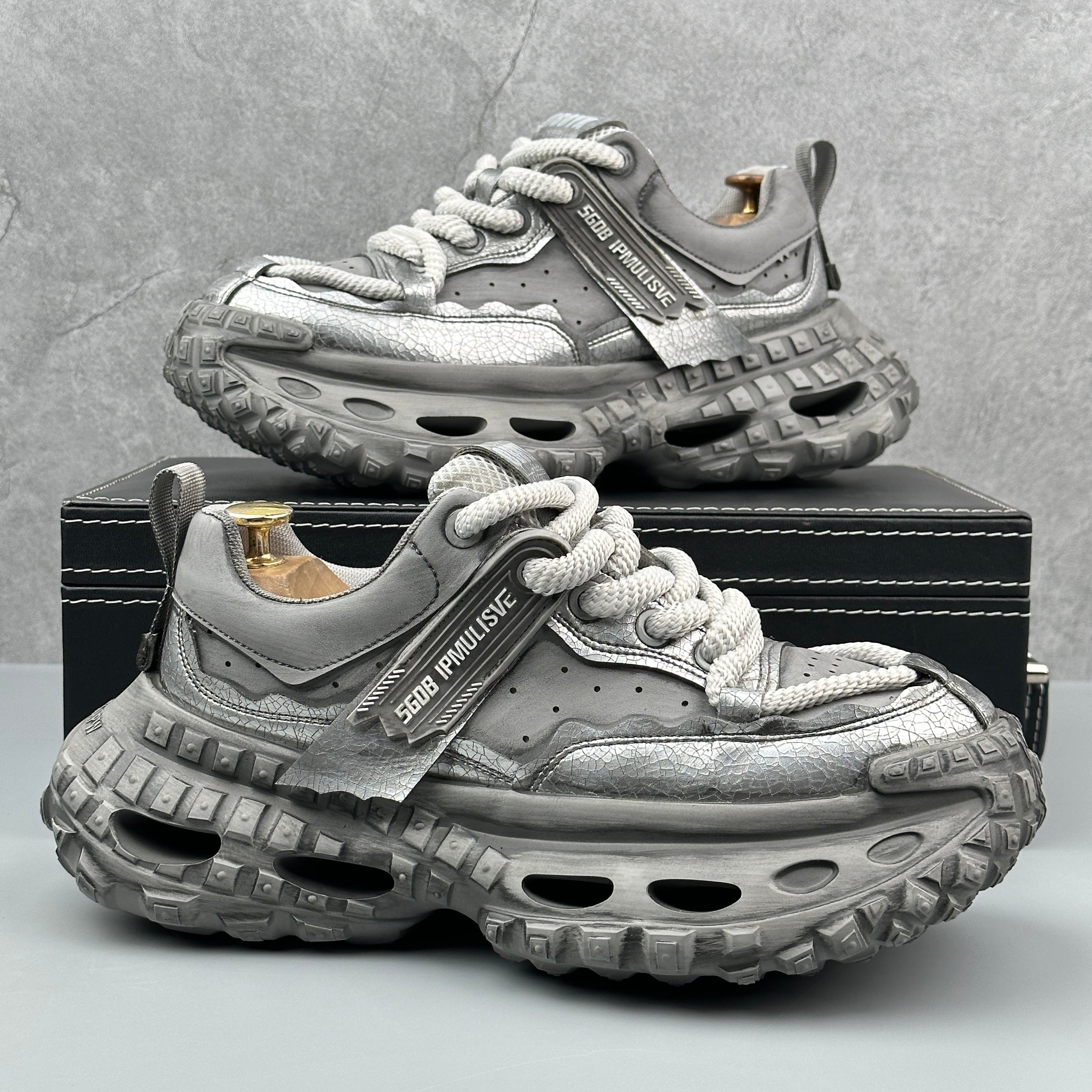 Hybriss RetroRise Gray– Youth Retro Dad Shoes