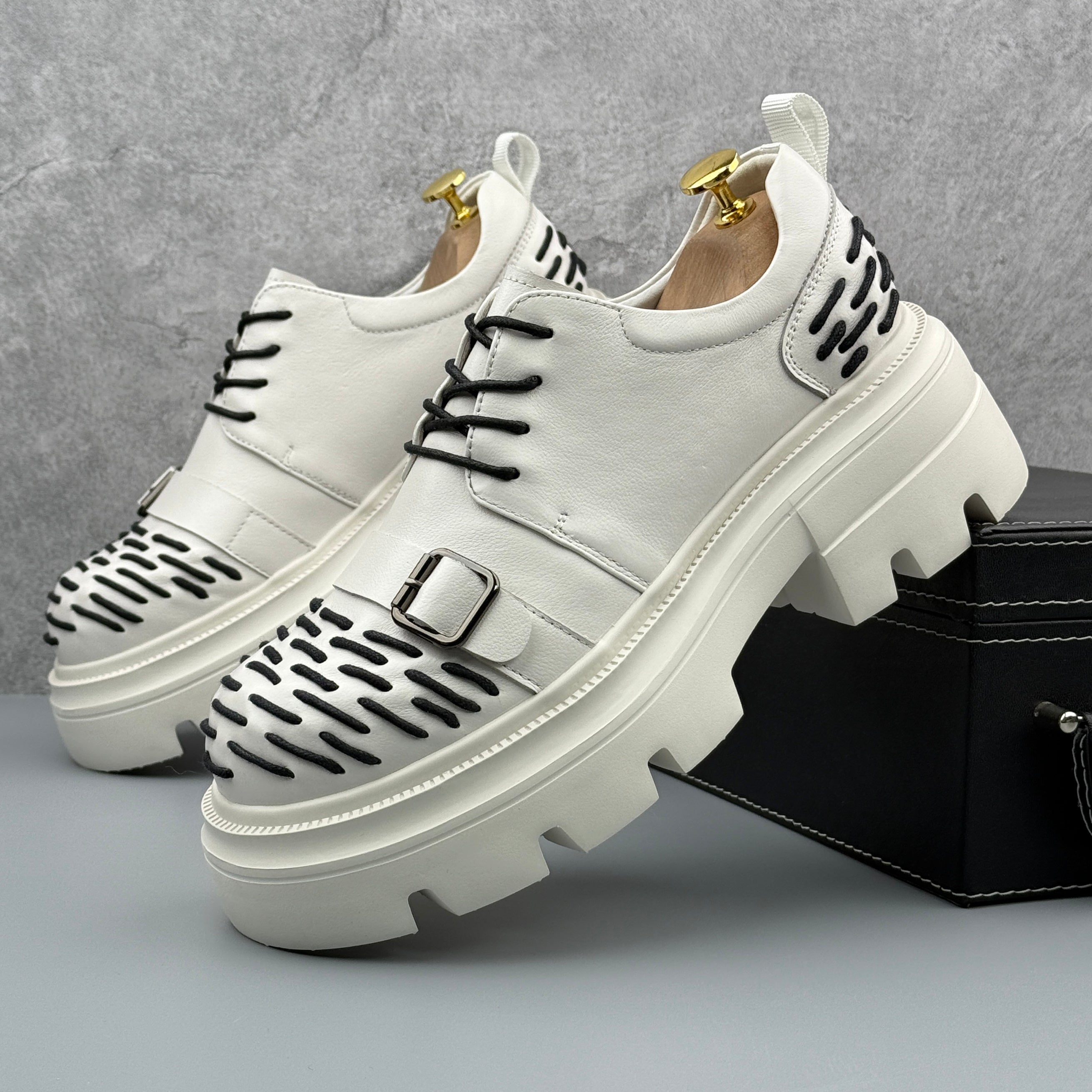 Hybriss Threadline White– Leisure Casual Leather Shoes