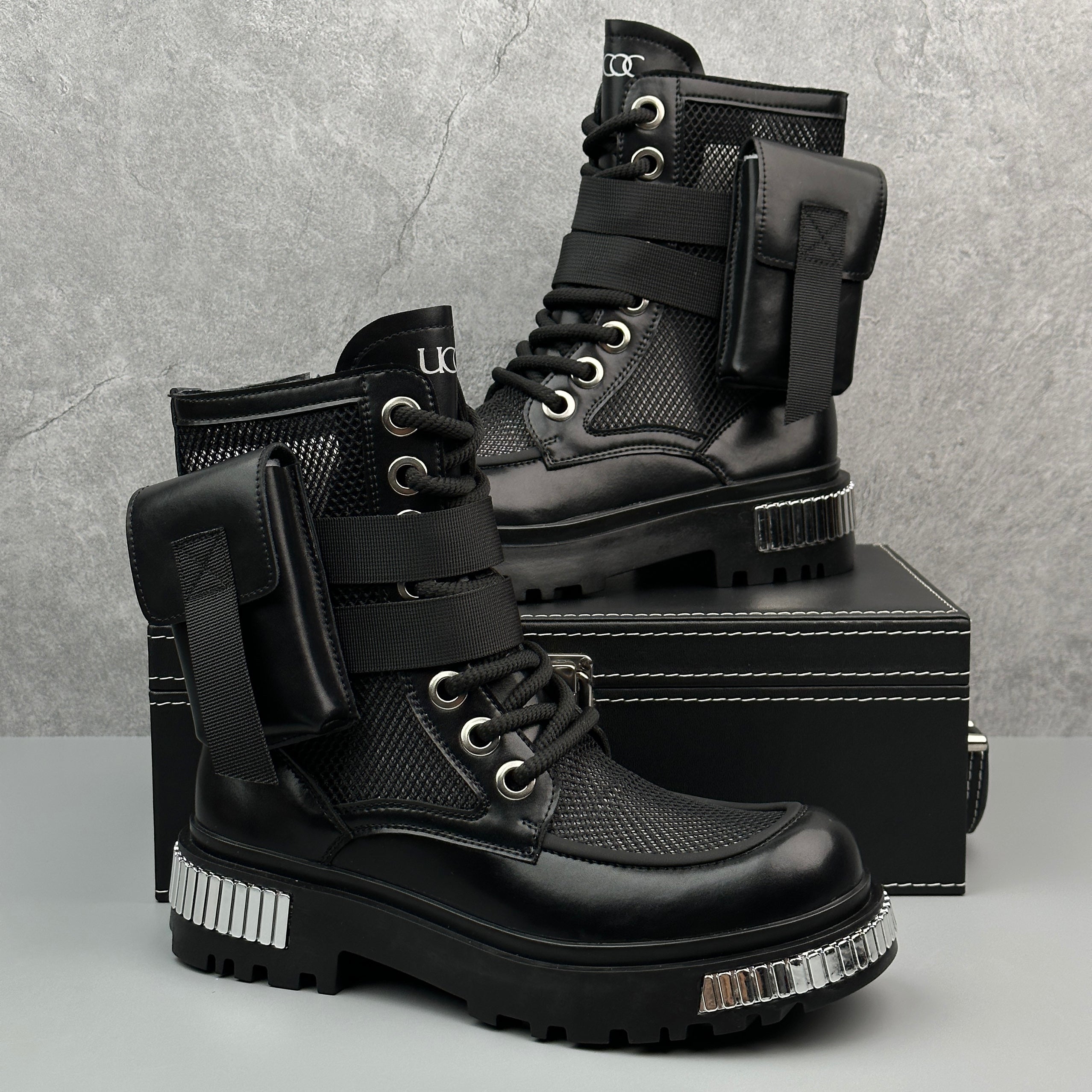 Hybriss Glint– Martin Boots with Shiny Details