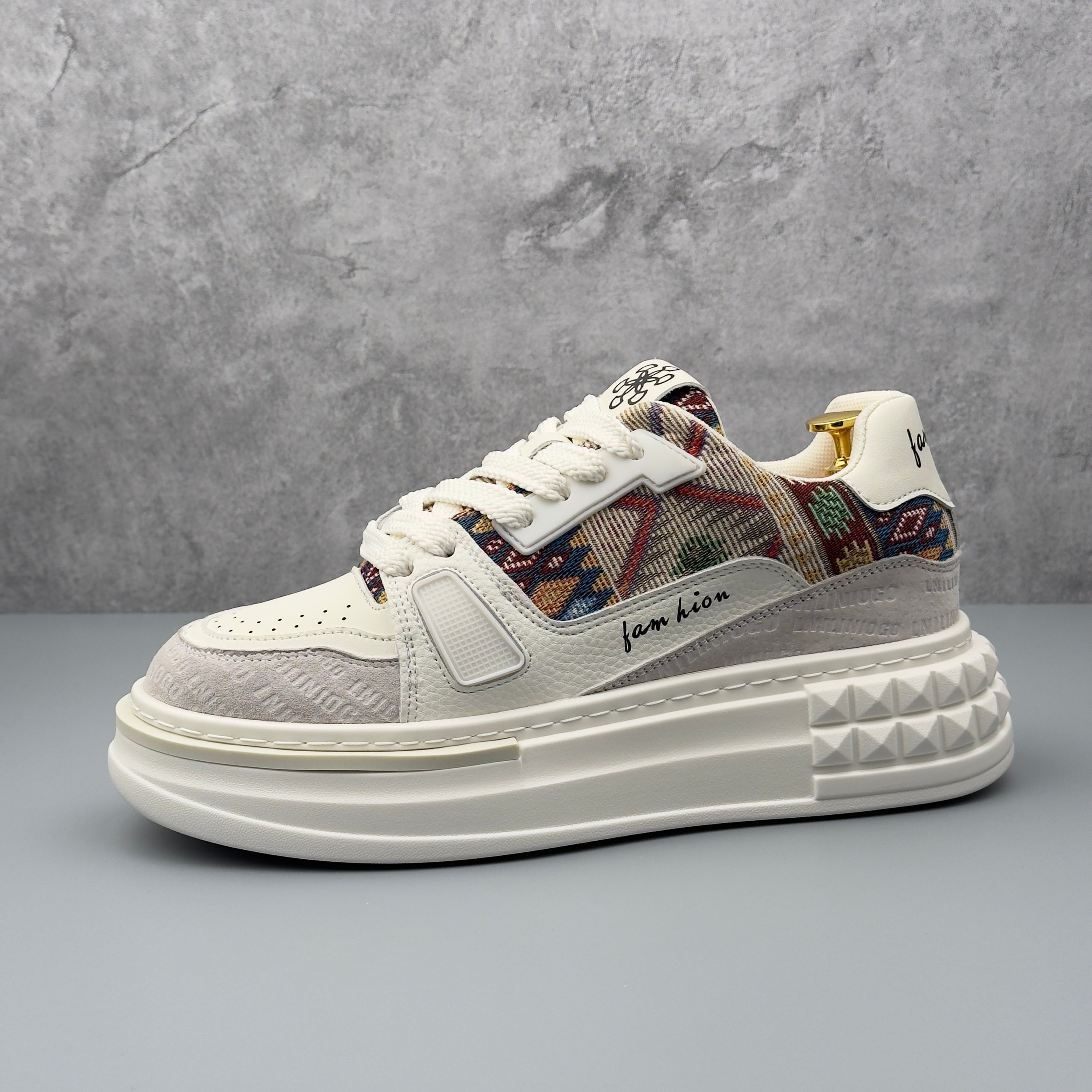 Hybriss EmbroStitch White– Stoff & Mischmaterial Sneakers