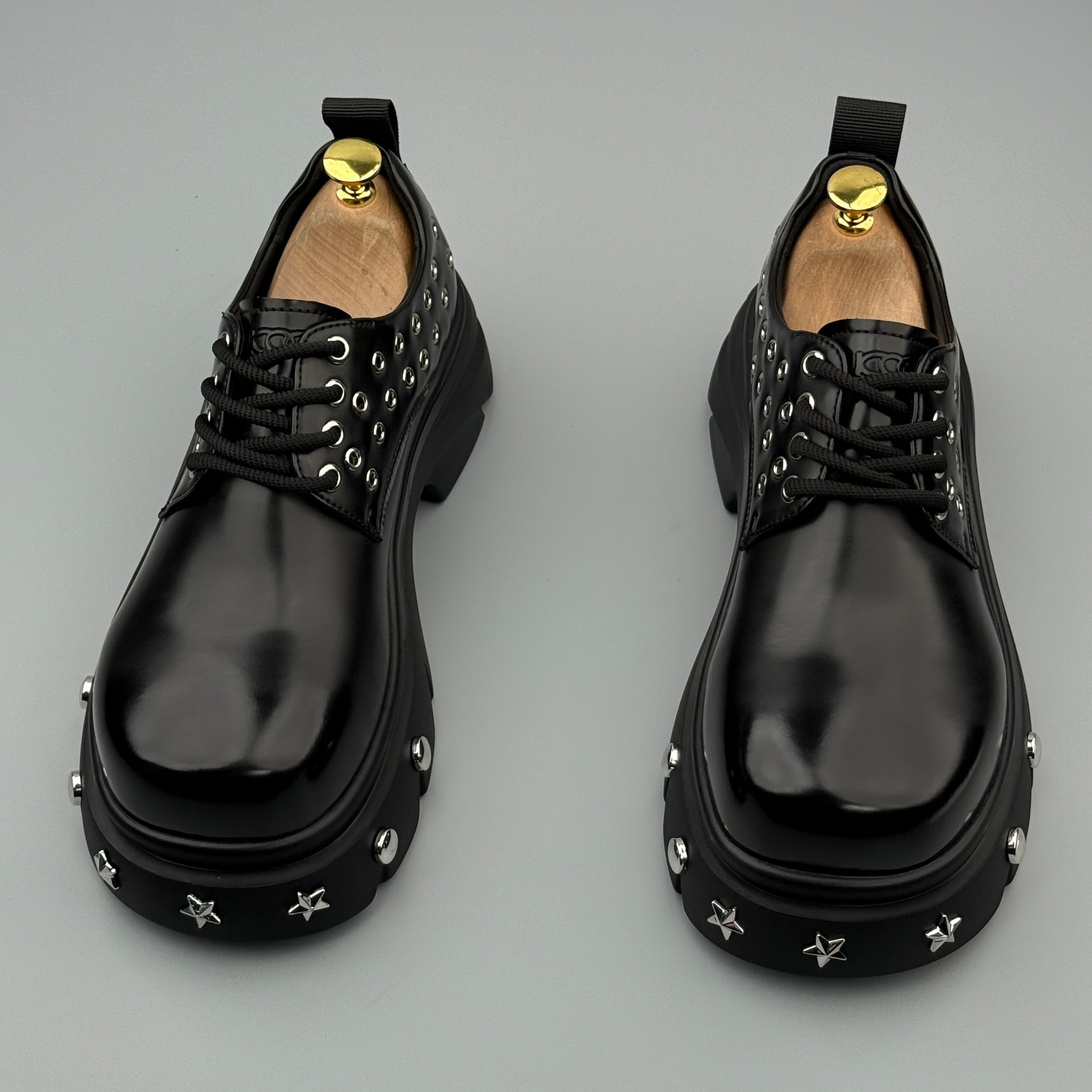 Hybriss Ironclad Black– Punk Casual Leather Shoes