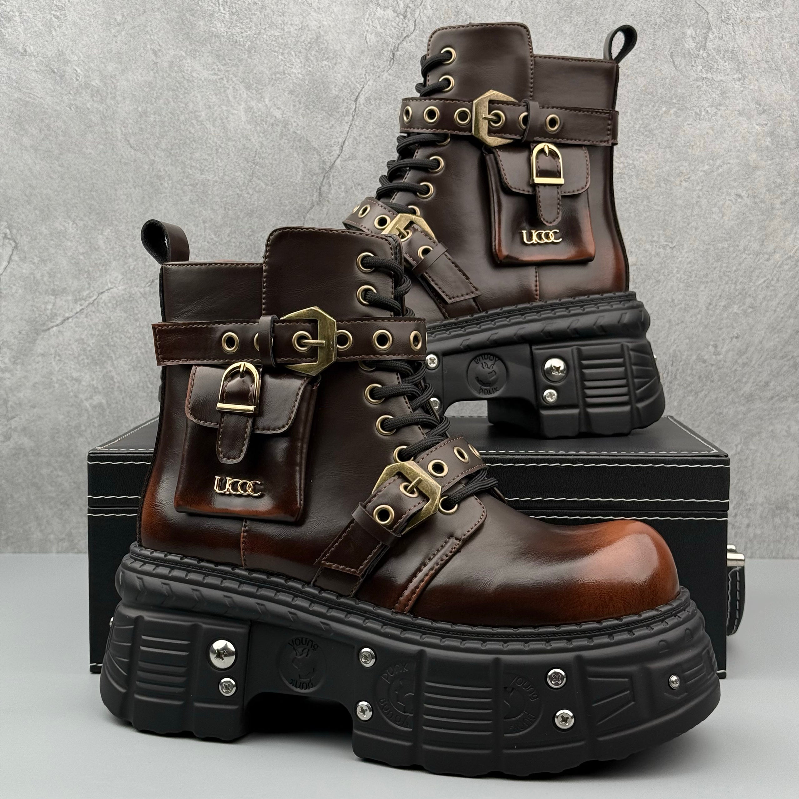 Hybriss Rebellion Argent– Punk Martin Boots