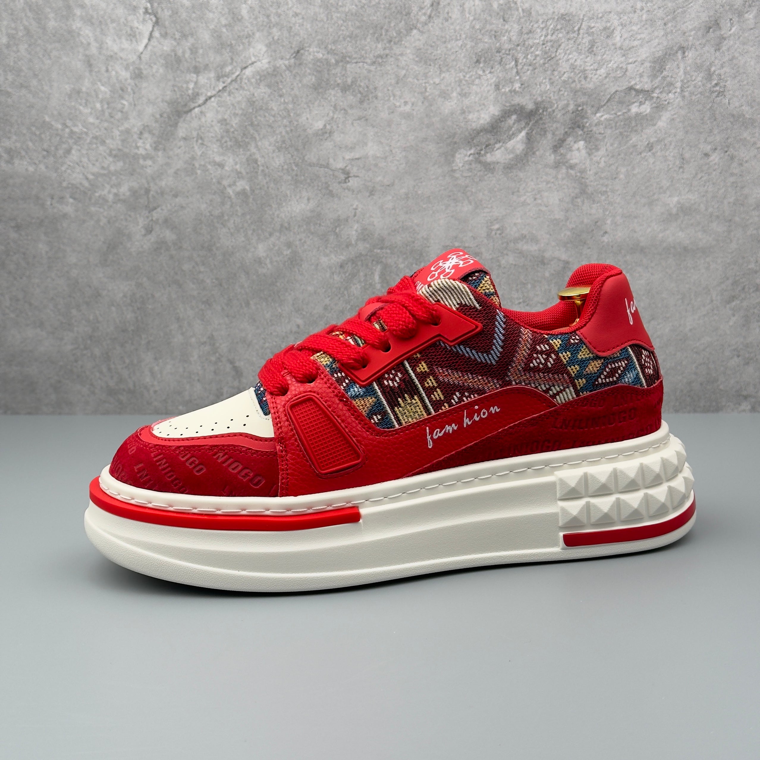 Hybriss EmbroStitch Red– Stoff & Mischmaterial Sneakers