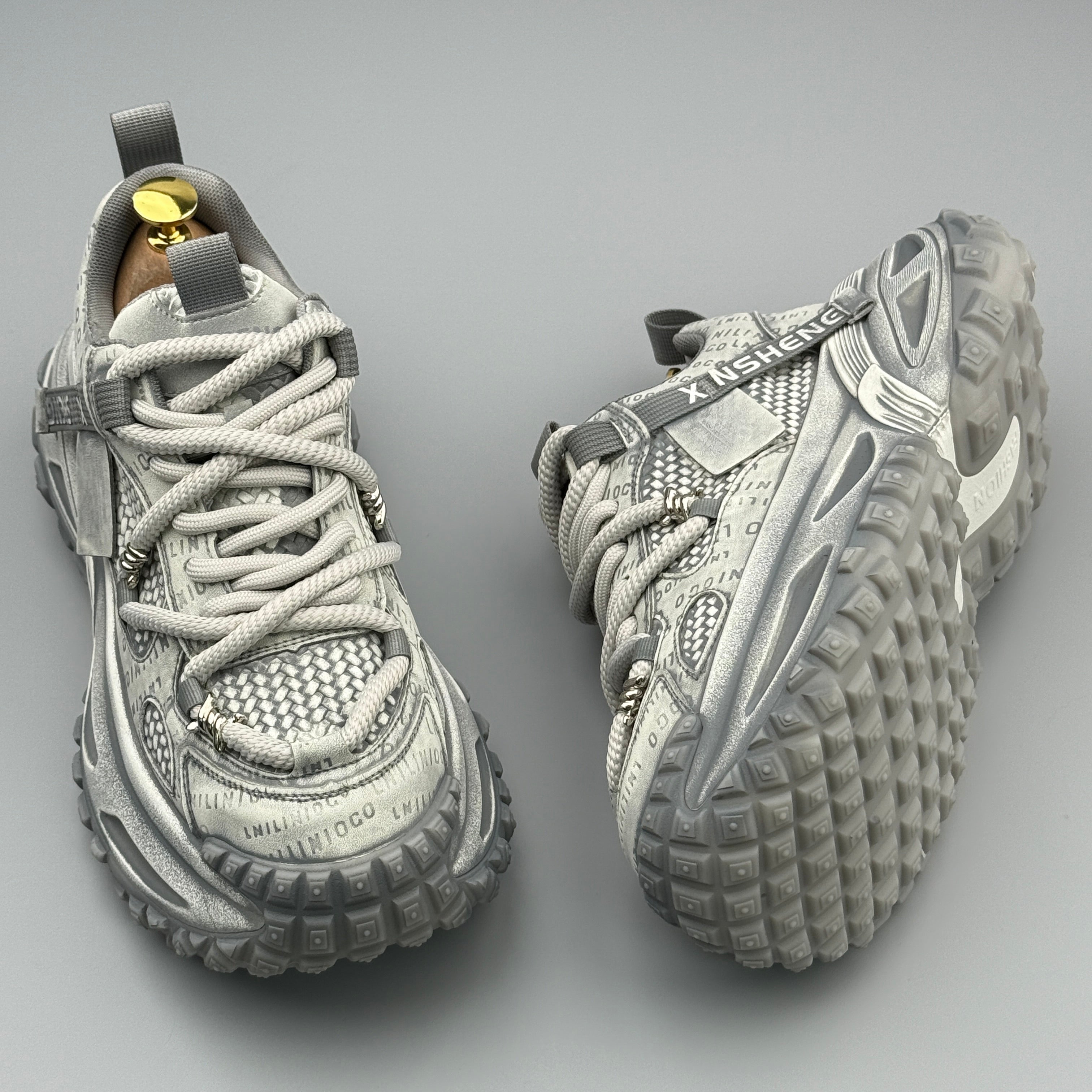 Hybriss StitchFlex White Gray– Men’s Casual Dad Shoes