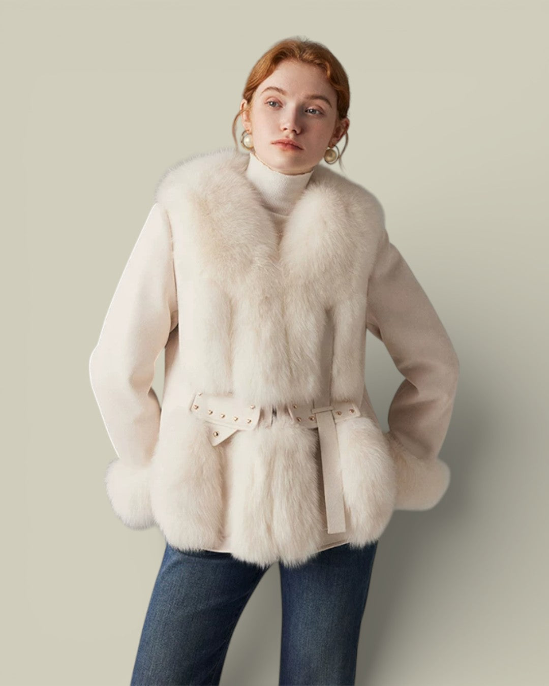 Hybriss "Iris" Sculpted Whole-Leather Fox Coat