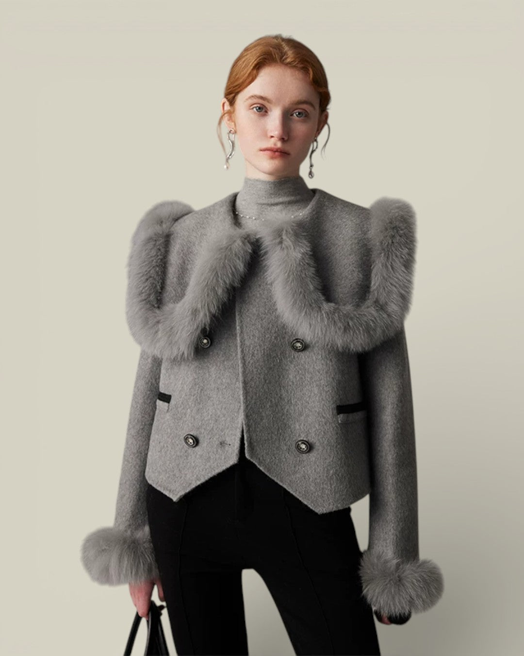 Hybriss "Aura" Sculptural Wool Cloak - Carbon Gray