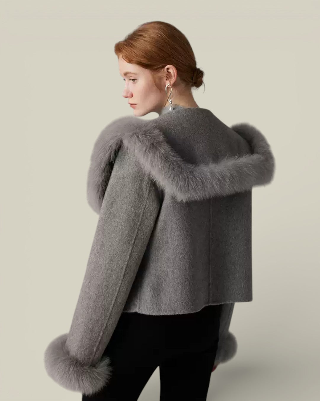 Hybriss "Aura" Sculptural Wool Cloak - Carbon Gray