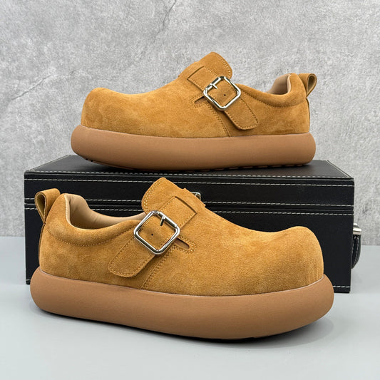 Hybriss Minimal Suede Platform Slide Mule