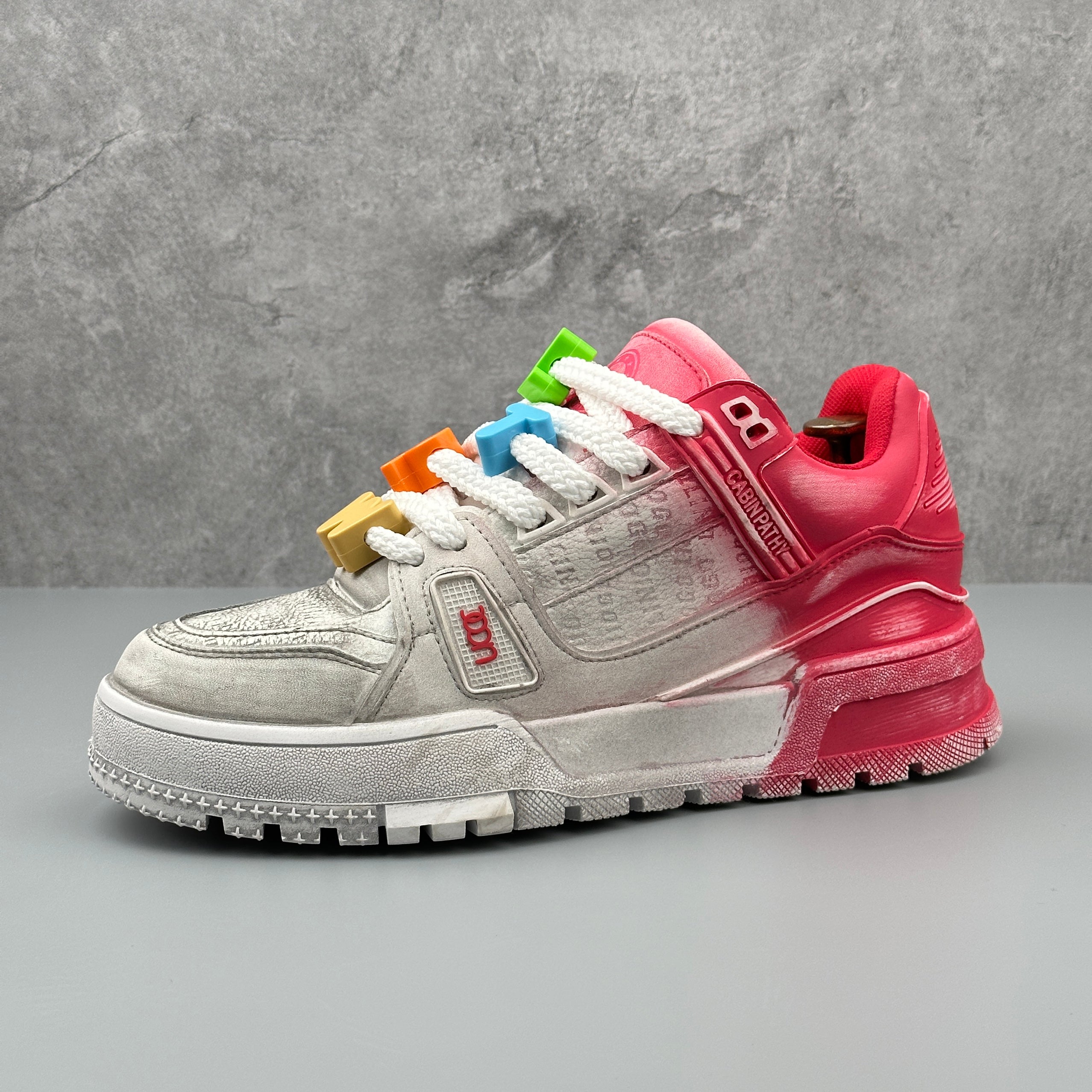 Hybriss EmbroCore White Red– PU & Mikrofaserleder Sneakers