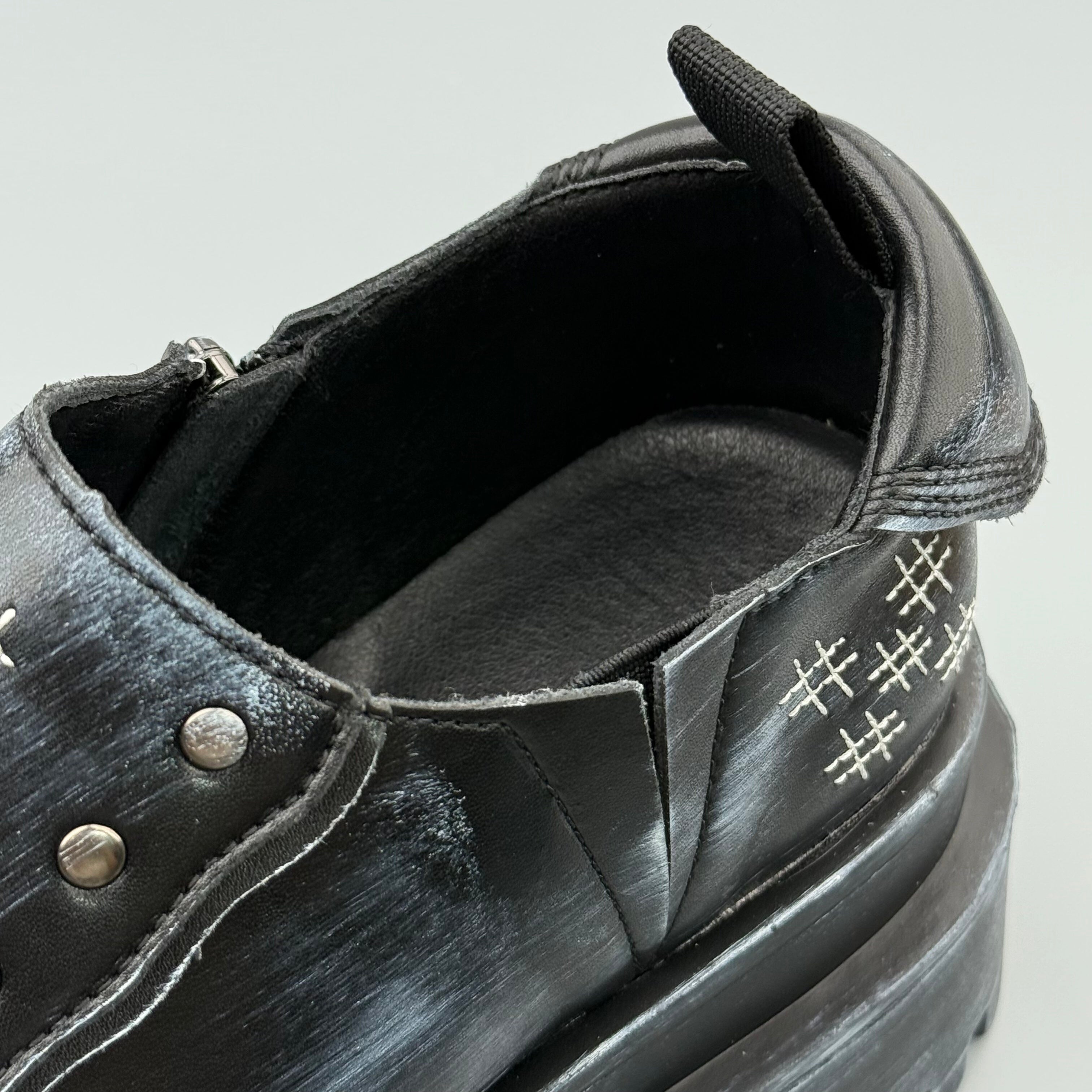 Hybriss Flux Black White– Youth Casual Leather Shoes